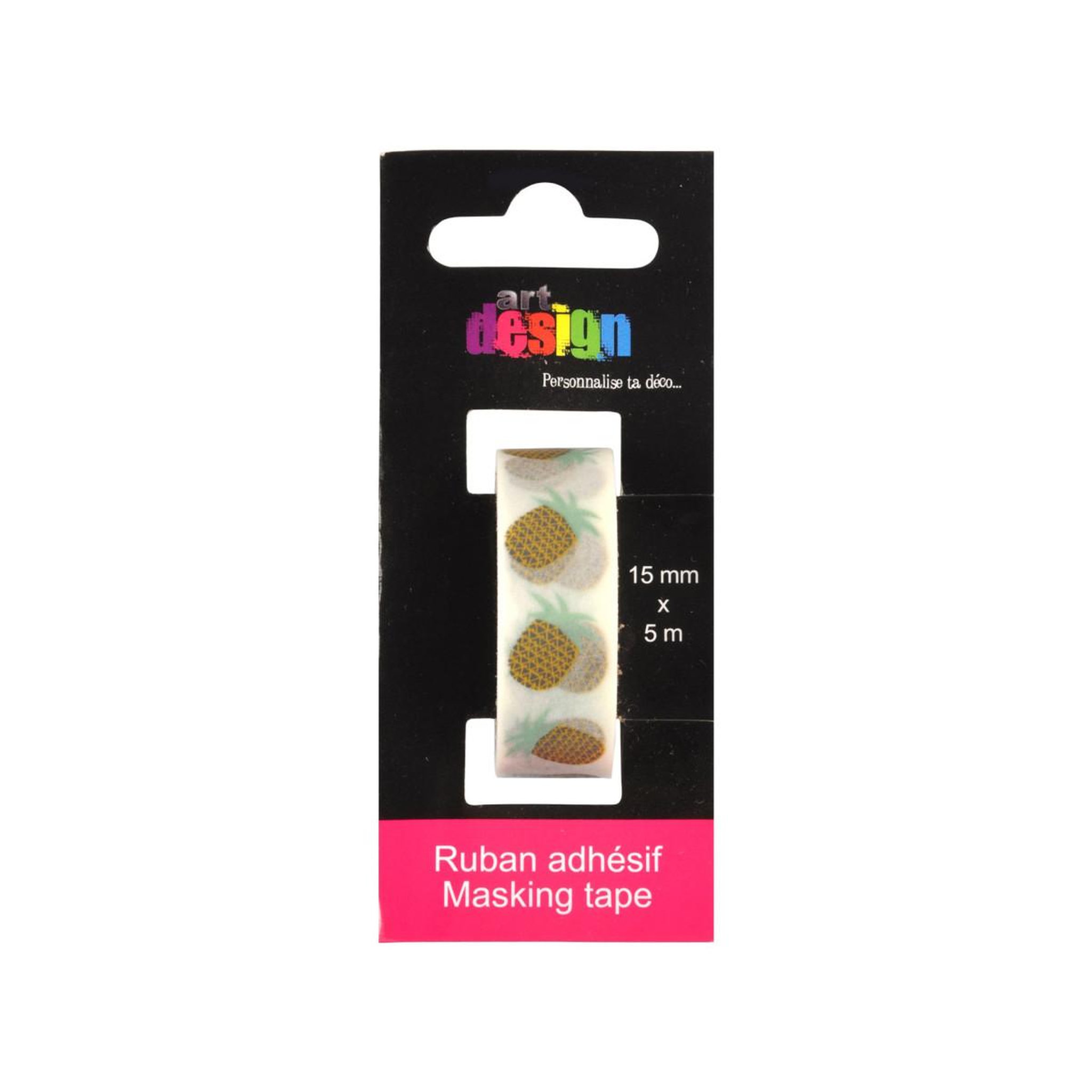 Voir la diapositive 2 : HOMEA Ruban masking tape  ananas  5m blanc
