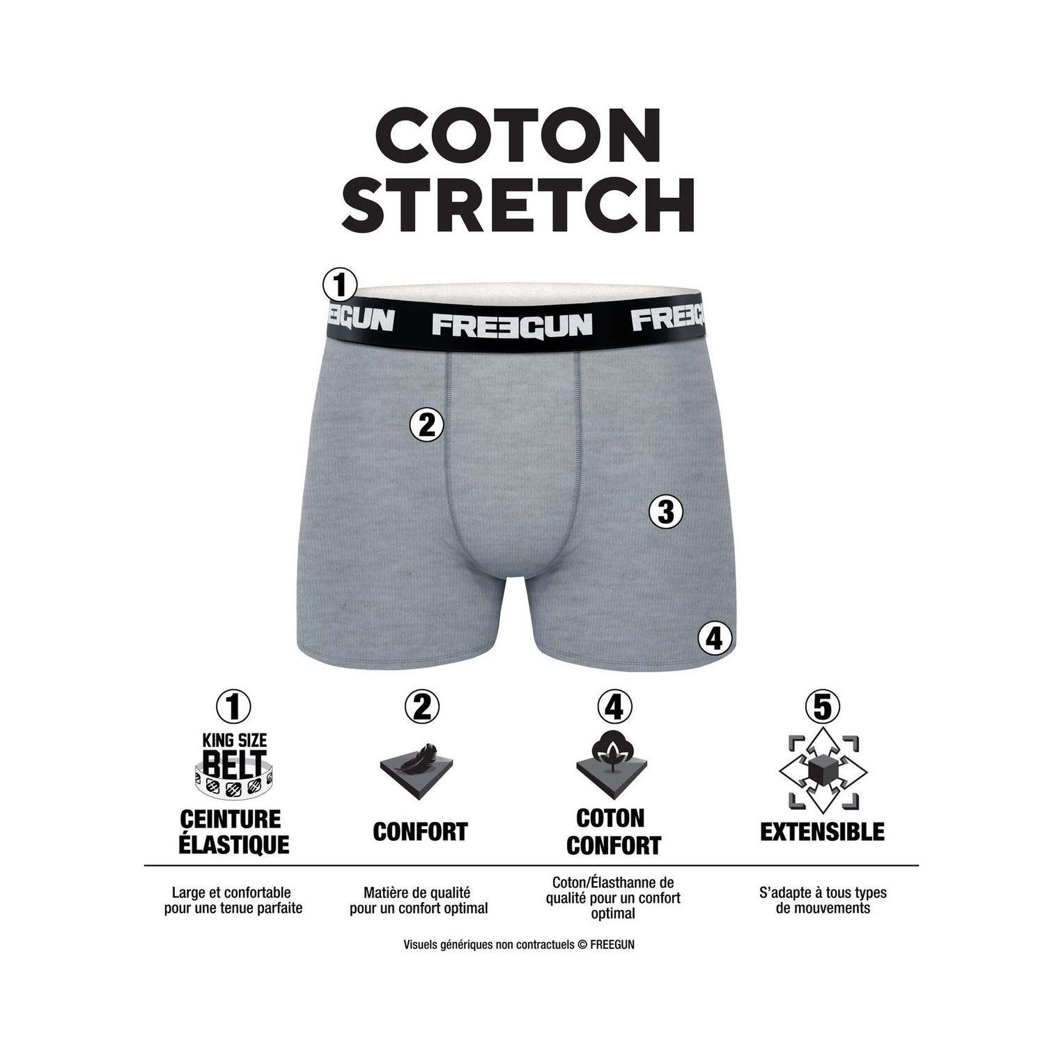 Voir la diapositive 2 : FREEGUN Lot de 3 boxers homme Frgn