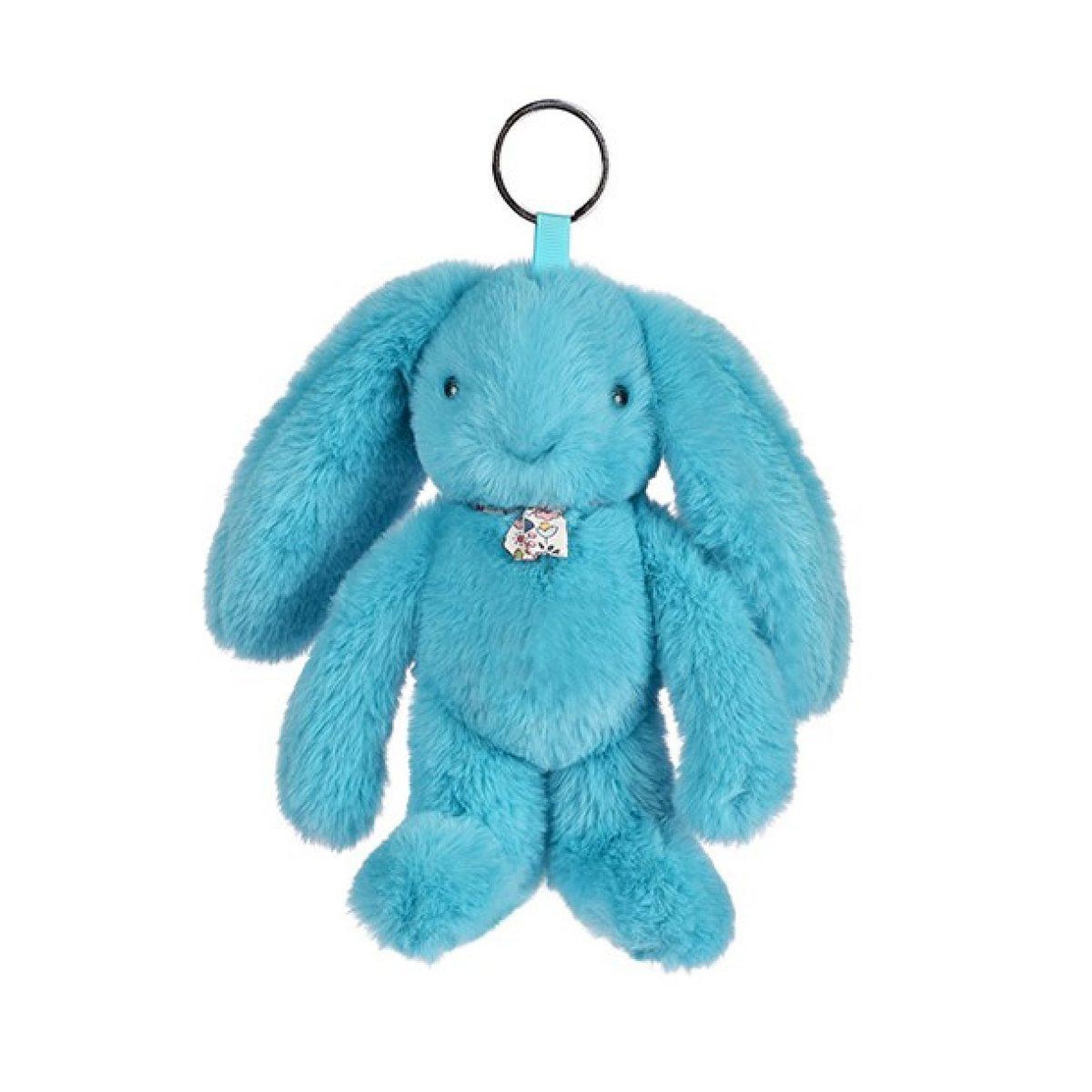 DOUDOU ET COMPAGNIE Porte clé lapin en peluche turquoise - 18cm