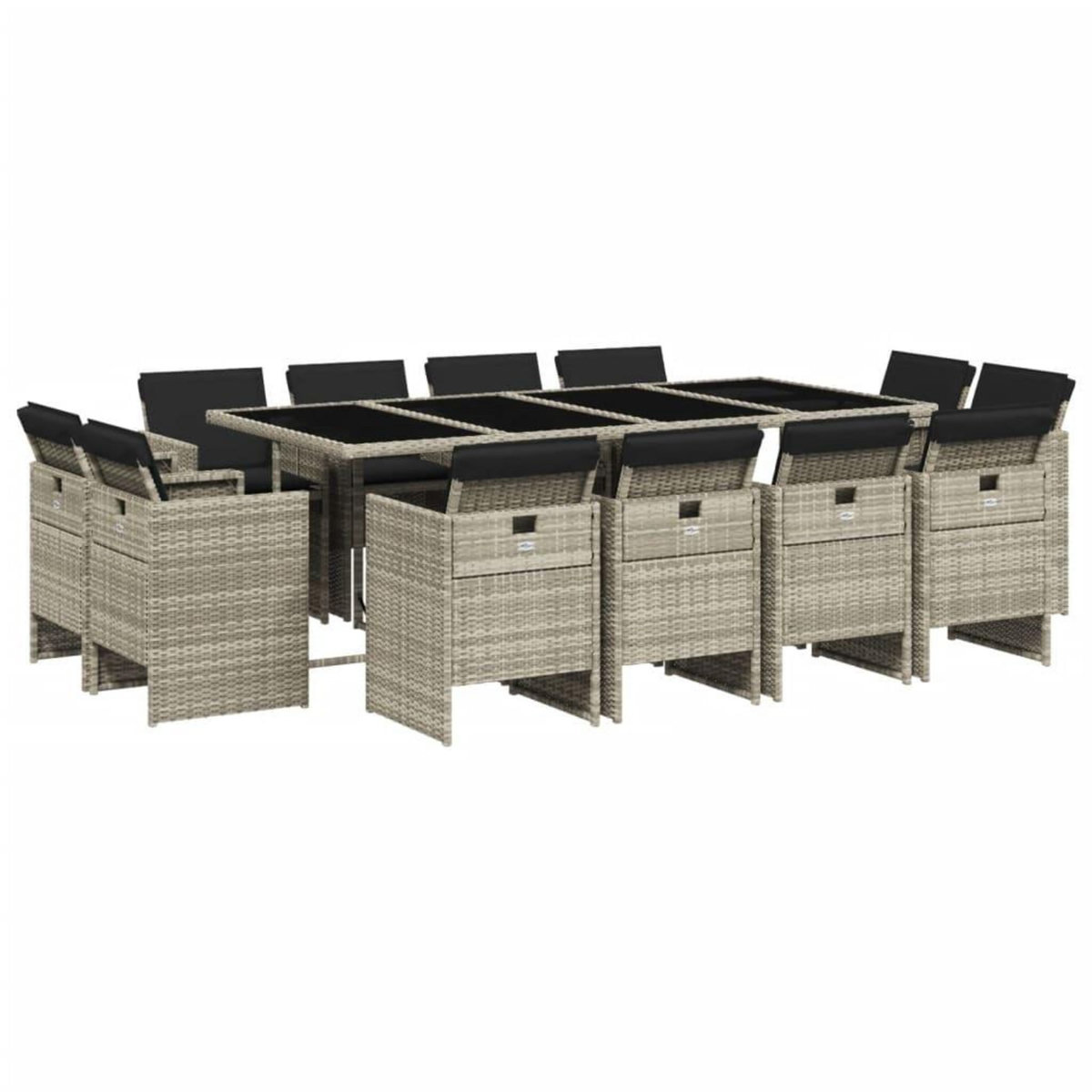 VIDAXL Ensemble a manger de jardin et coussins 13 pcs gris clair rotin