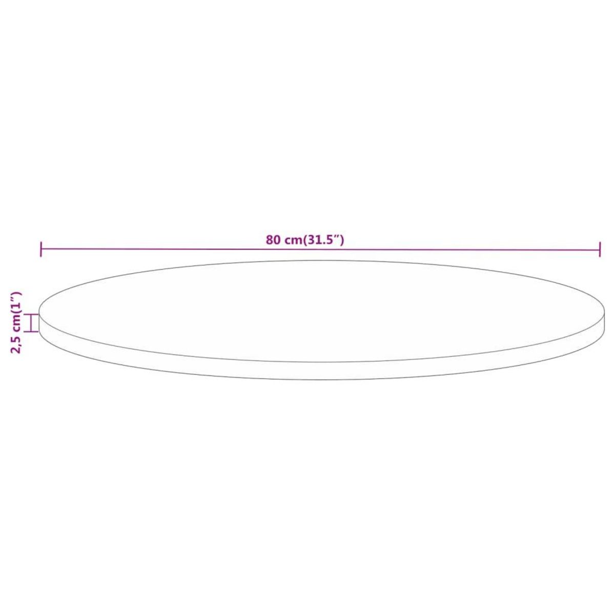 VIDAXL Dessus de table Ø 80x2,5 cm rond bois massif de recuperation