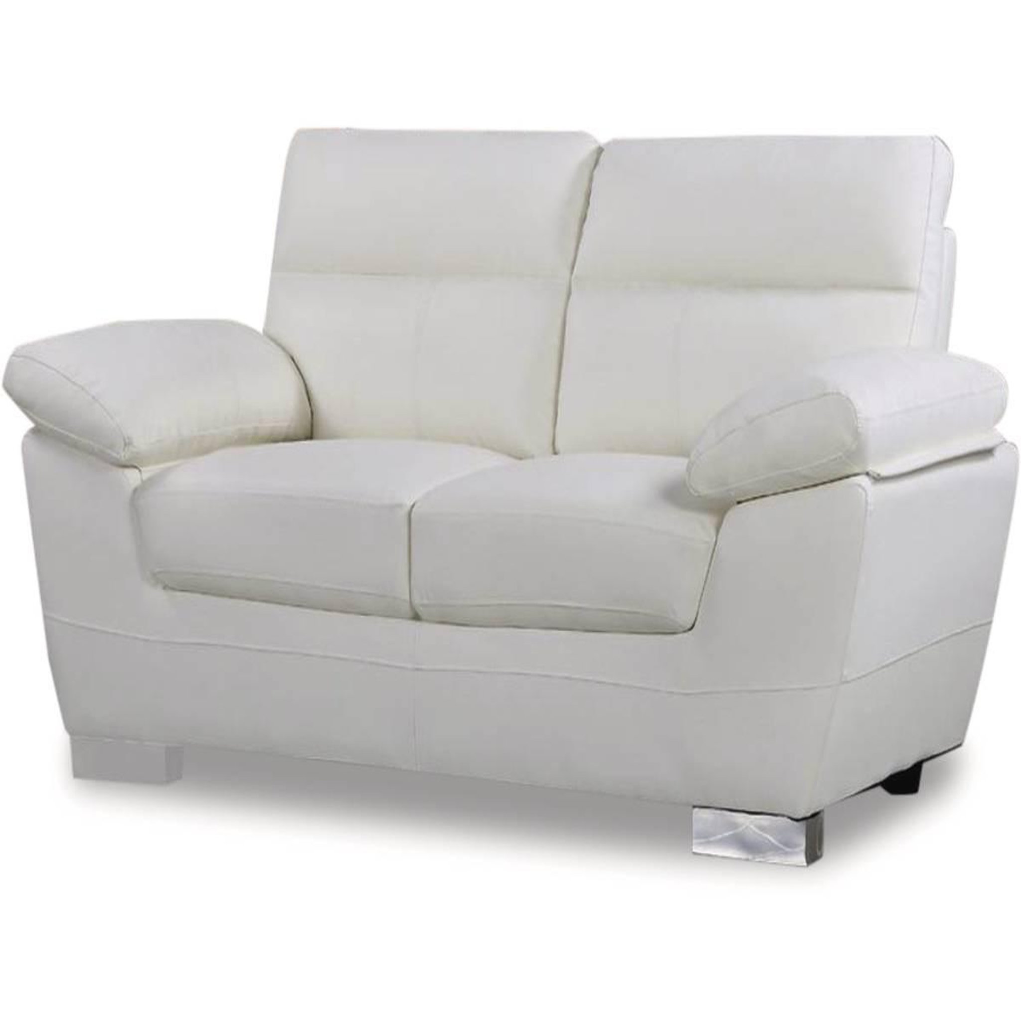 Habitat et Jardin Canapé fixe en cuir reconstitué et pvc  dallas  - 169 x 88 x 90 cm - 2 places - blanc