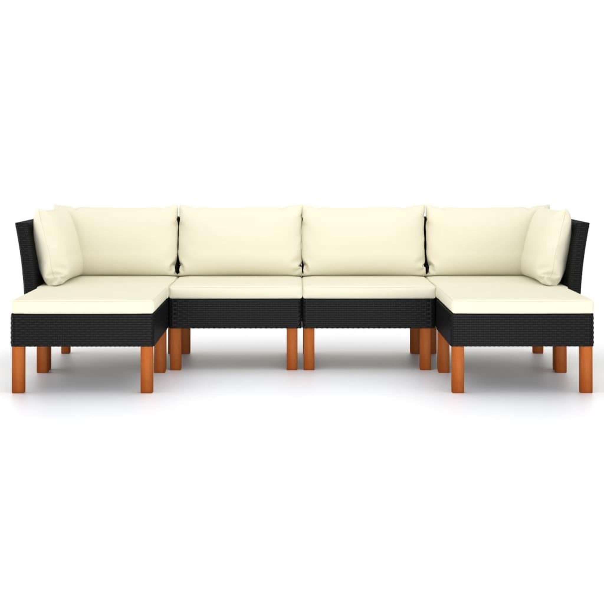 Voir la diapositive 3 : VIDAXL Salon de jardin 6 pcs avec coussins Resine tressee Noir