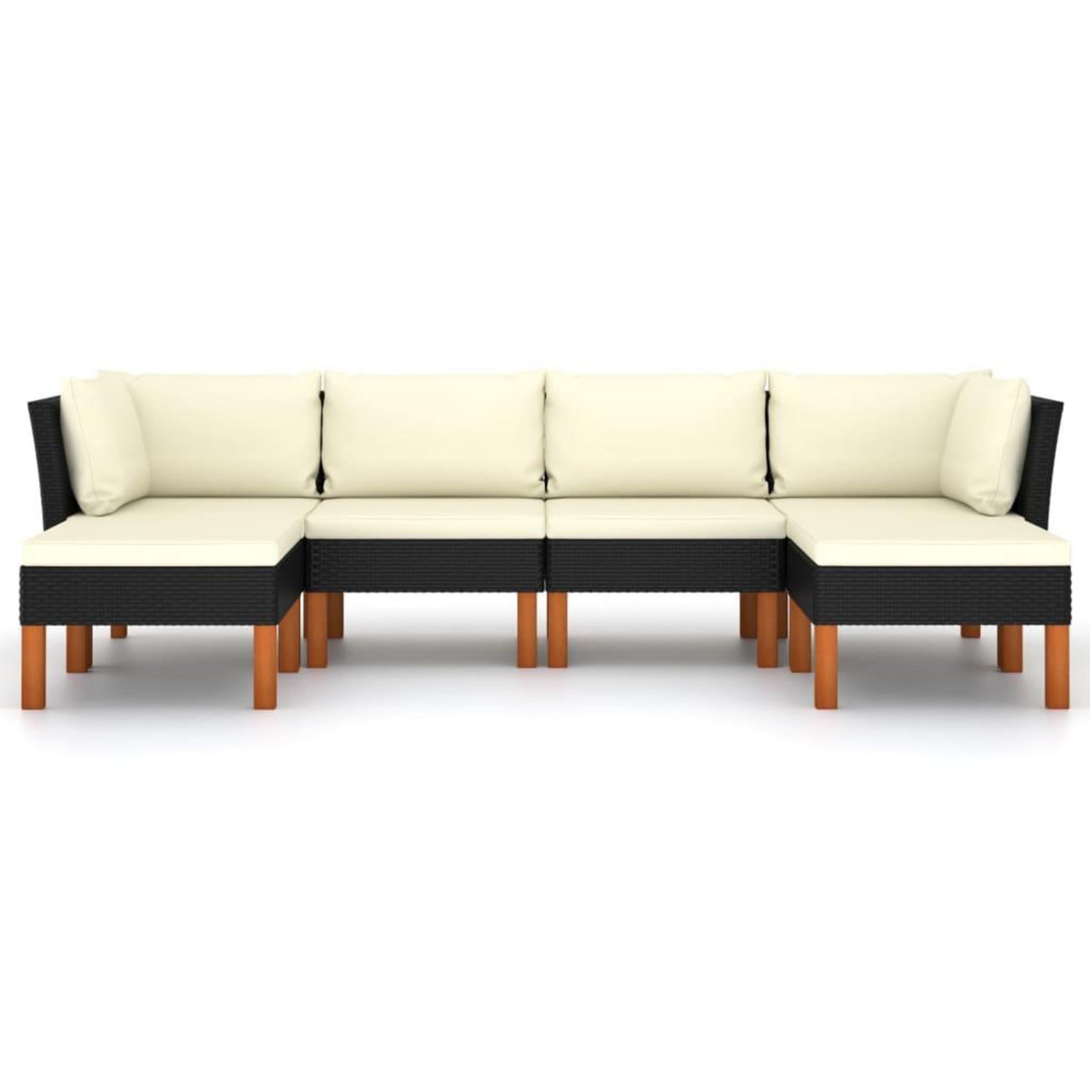 VIDAXL Salon de jardin 6 pcs avec coussins Resine tressee Noir