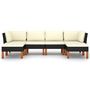 Voir la diapositive 3 : VIDAXL Salon de jardin 6 pcs avec coussins Resine tressee Noir