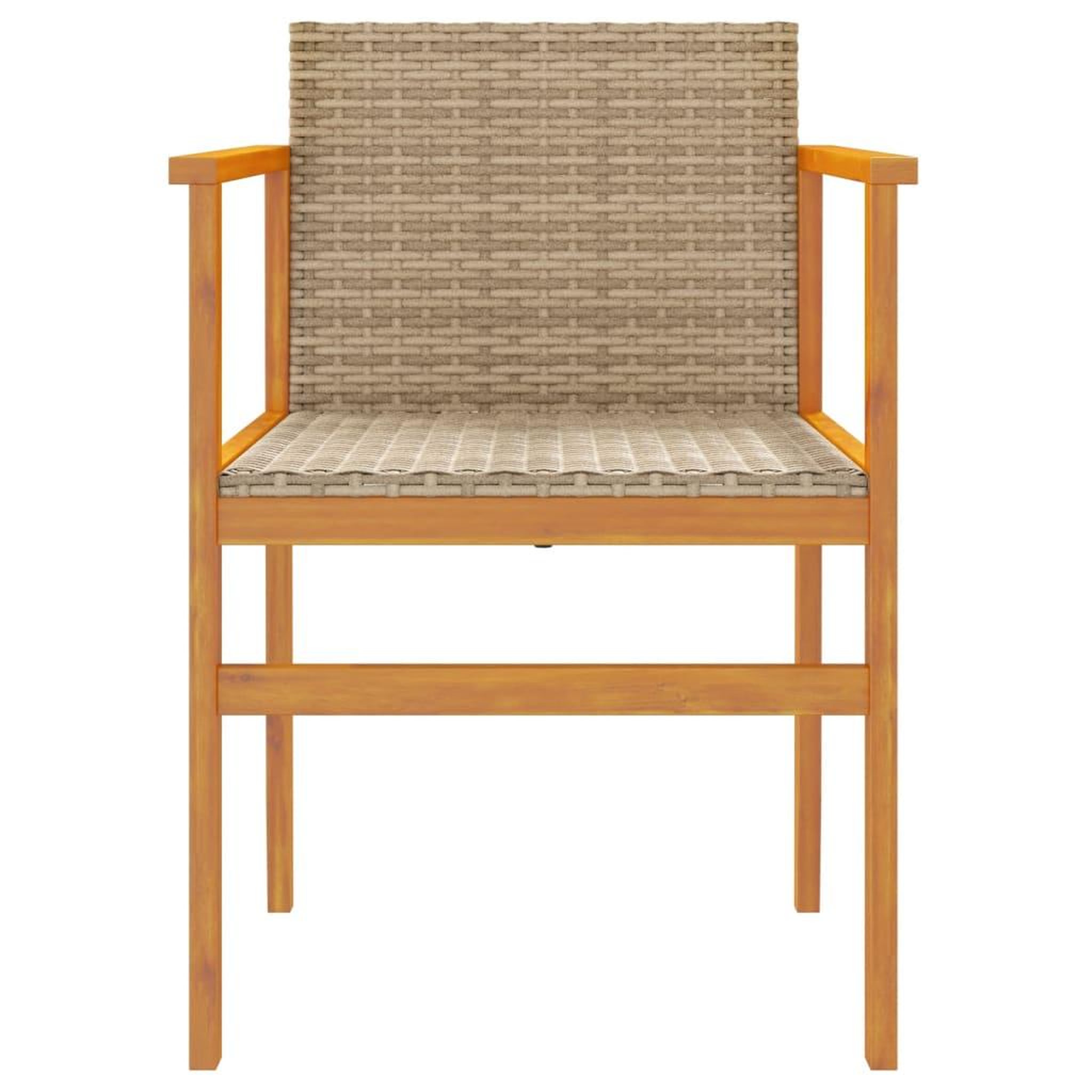 Voir la diapositive 5 : VIDAXL Chaises de jardin lot de 2 beige resine tressee et bois massif