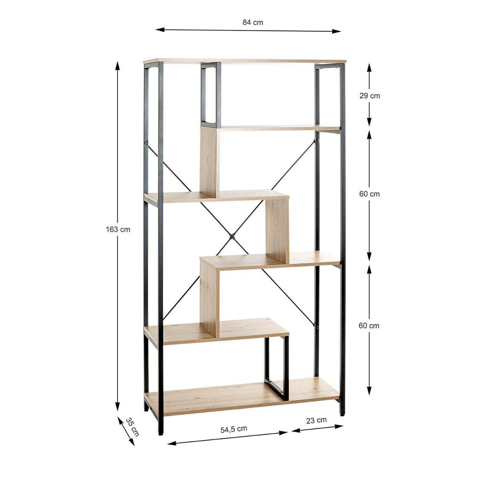 Voir la diapositive 5 : Paris Prix Étagère bibliothèque  miranda  163cm chêne & noir