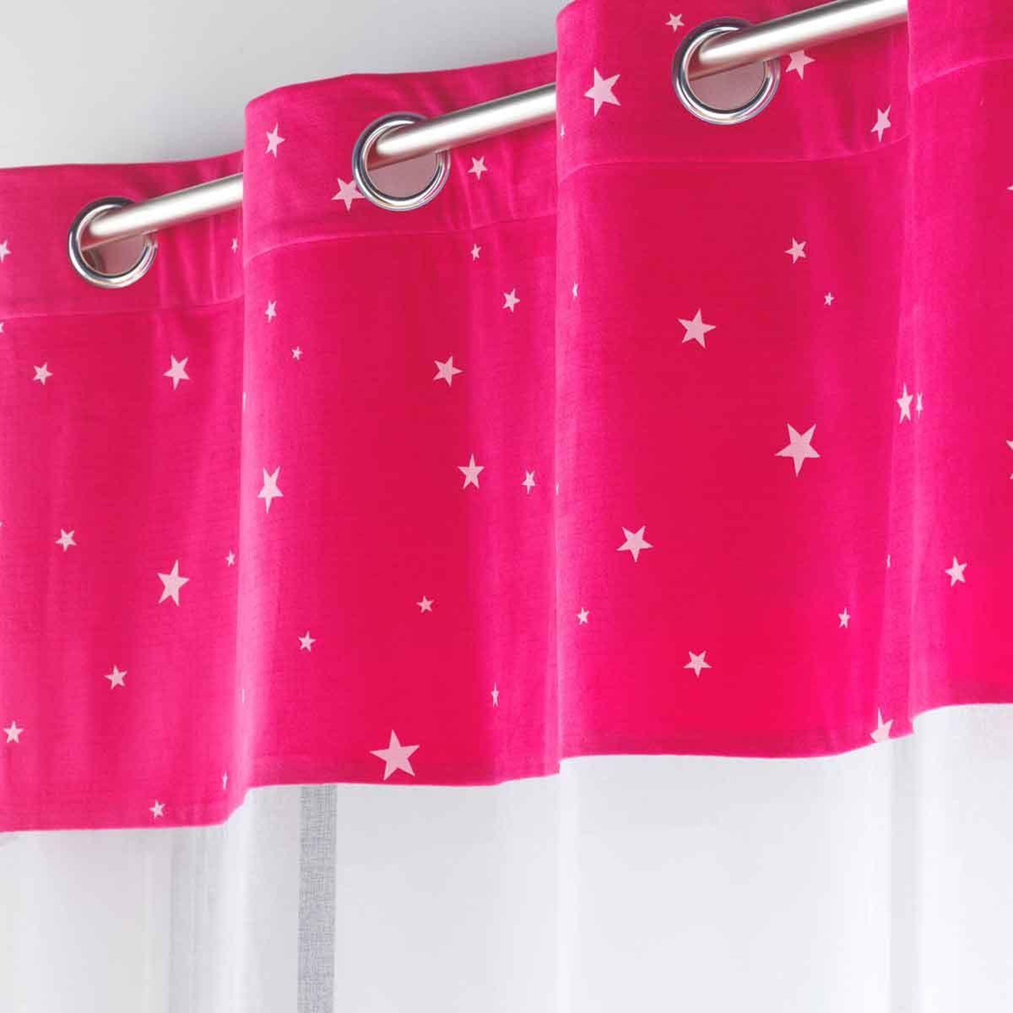 Voir la diapositive 2 : Douceur d'Intérieur Rideau Voilage Phosphorescent  Moonlight  140x280cm Fuchsia