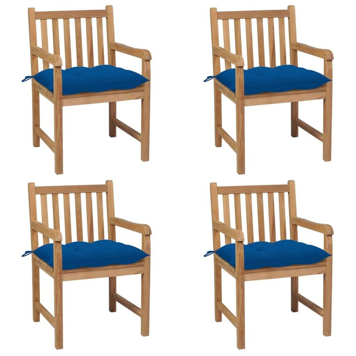 VIDAXL Chaises de jardin 4 pcs avec coussins bleu Bois de teck solide