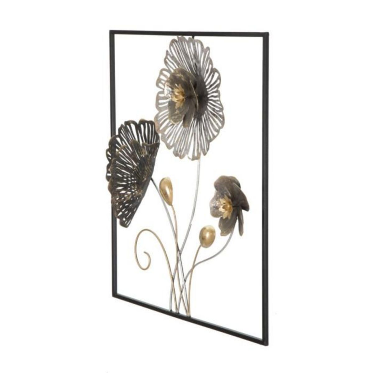 Paris Prix Décoration Murale Encadrée en Métal  Fleurs  50cm Multicolore