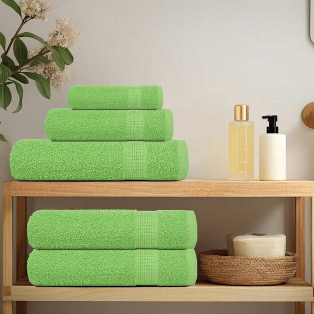 VIDAXL Serviettes de bain 4pcs vert pomme 100x150cm 360g m² 100% coton