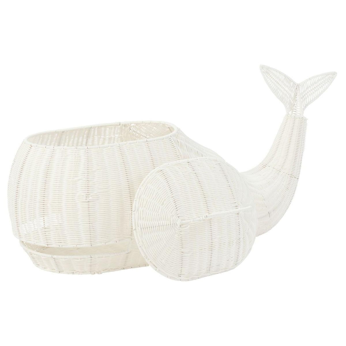 Paris Prix Panier de Rangement Enfant  Baleine  90cm Blanc