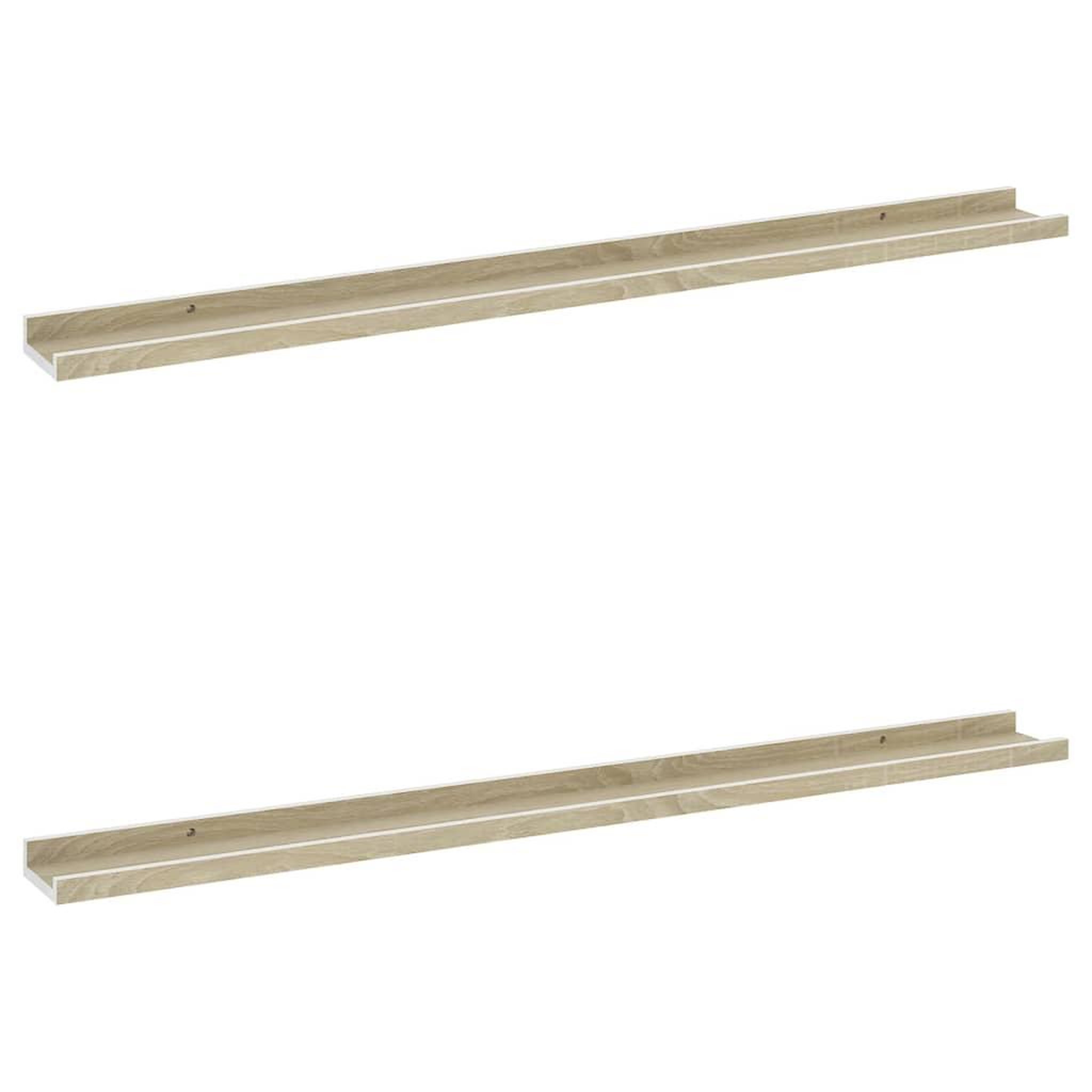 Voir la diapositive 2 : VIDAXL Etageres murales 2 pcs blanc et chene sonoma 100x9x3 cm
