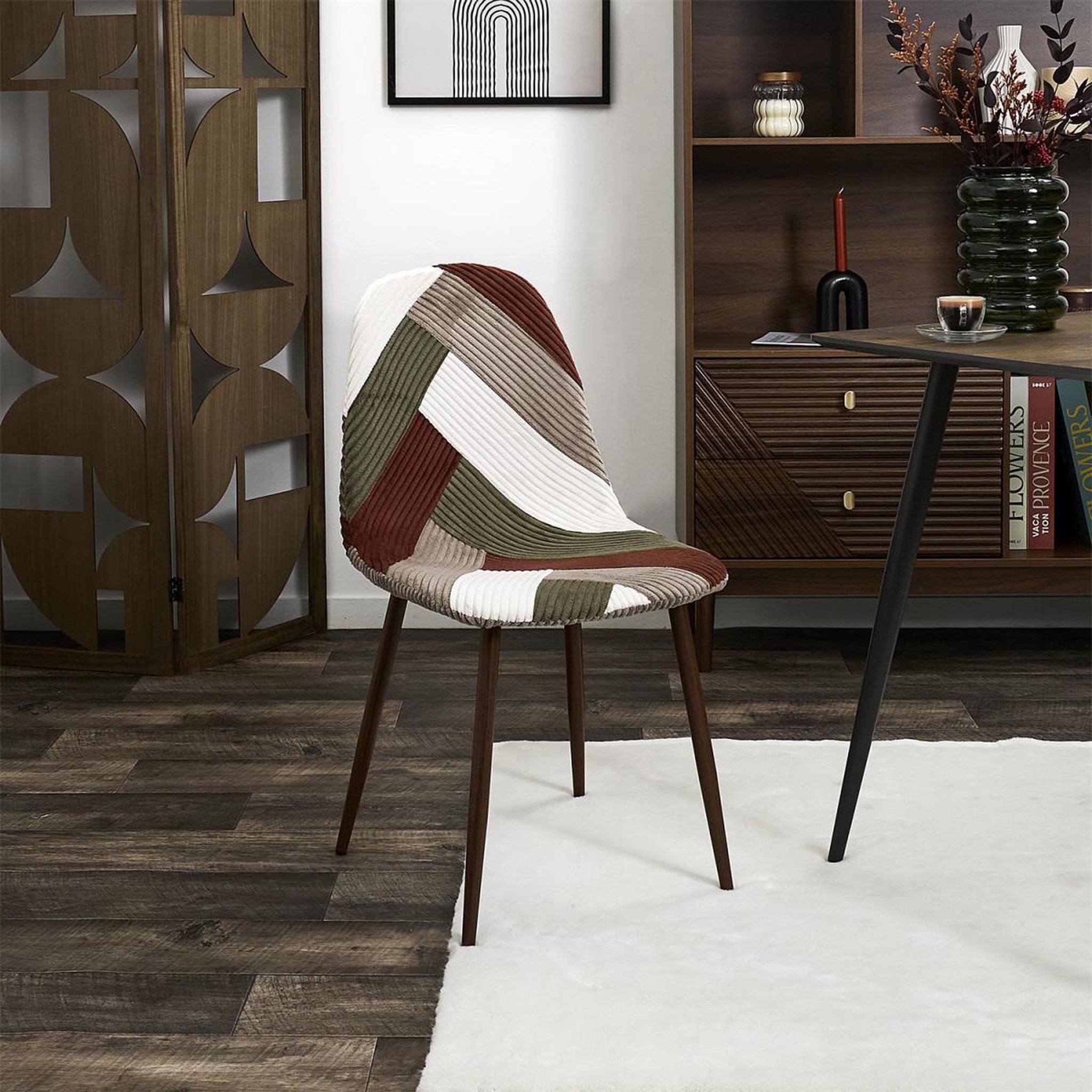 Voir la diapositive 6 : The Home Deco Factory Lot de 4 chaises côtelé  scott  84cm multicolore