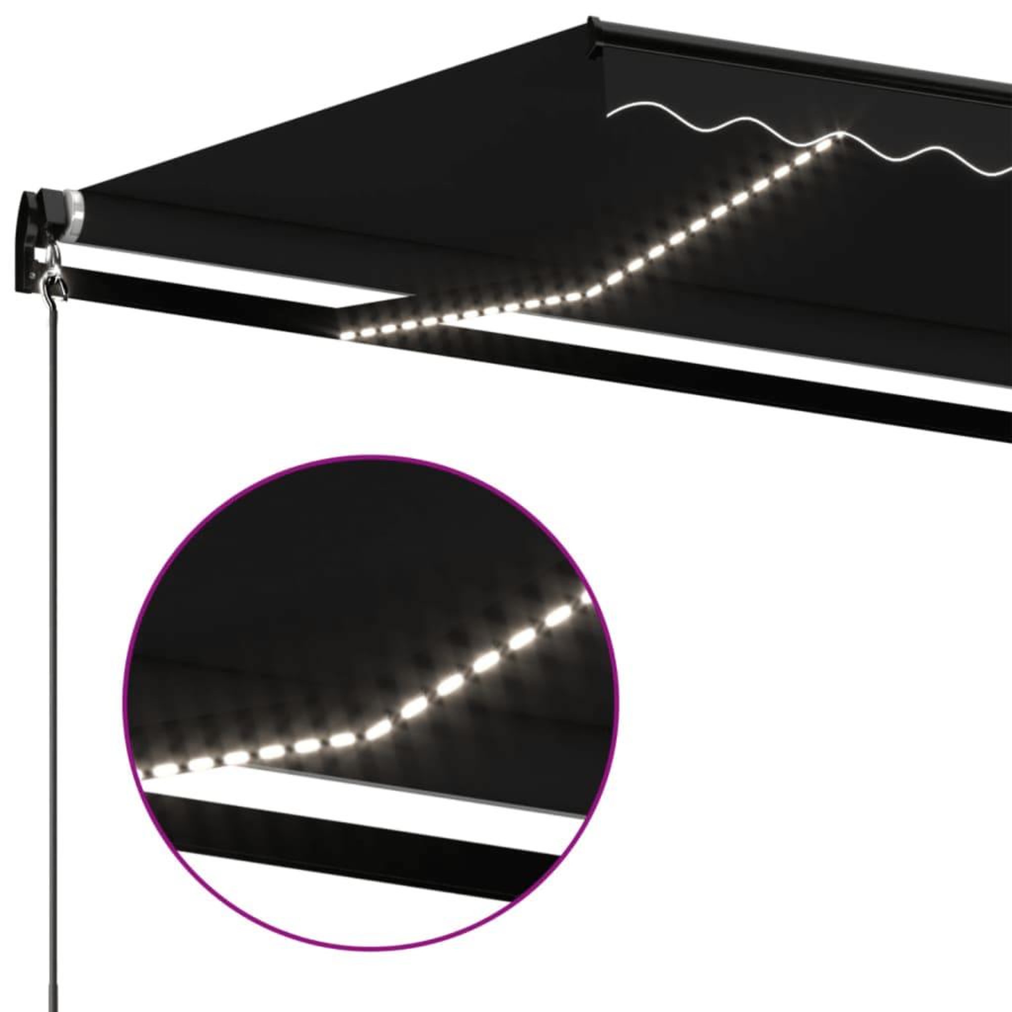 Voir la diapositive 5 : VIDAXL Auvent manuel retractable avec LED 450x350 cm Anthracite