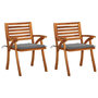 Voir la diapositive 1 : VIDAXL Chaises a manger de jardin avec coussins lot de 2 Acacia massif