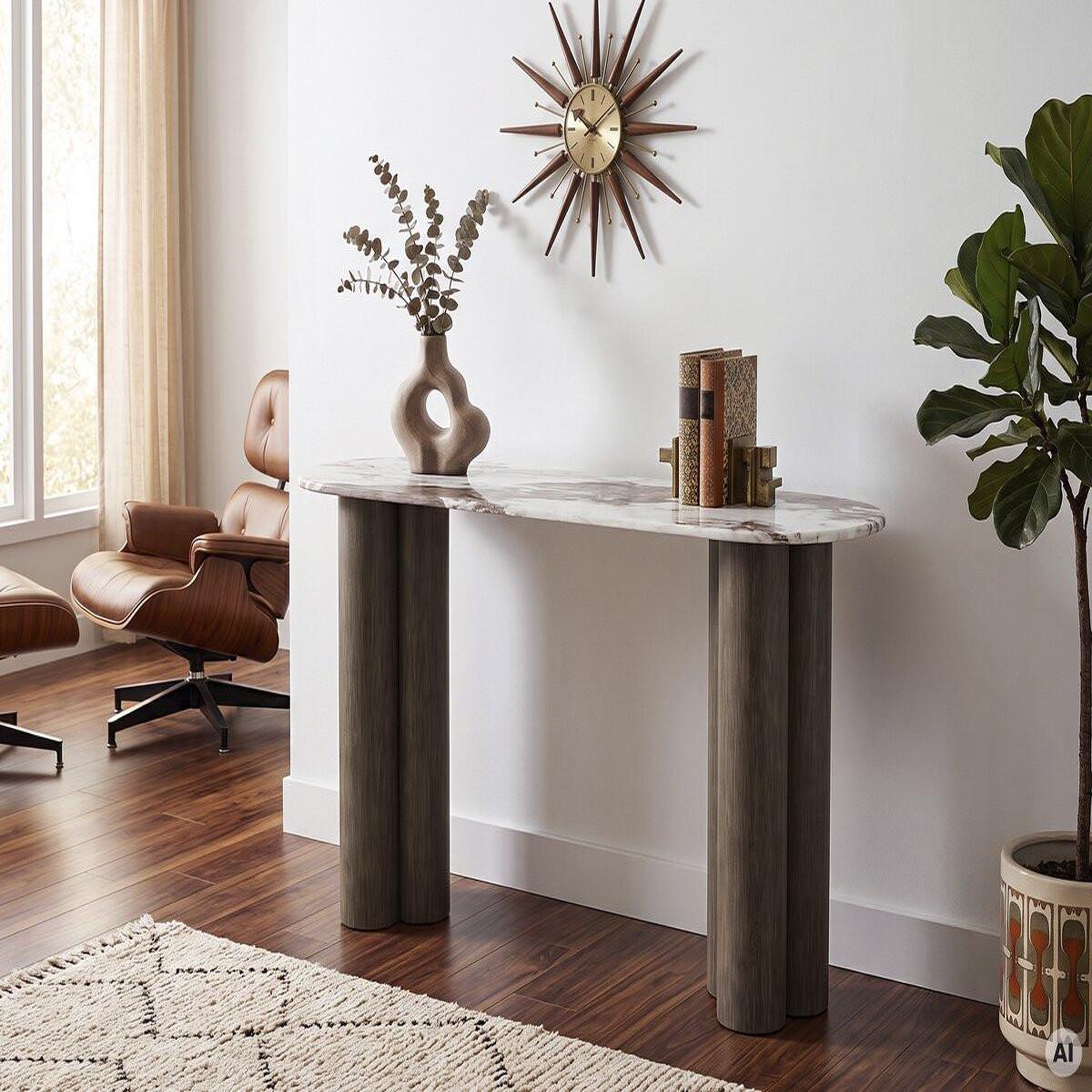Voir la diapositive 2 : Habitat et Jardin Console avec plateau en céramique  Zora  - 140 cm - Marron