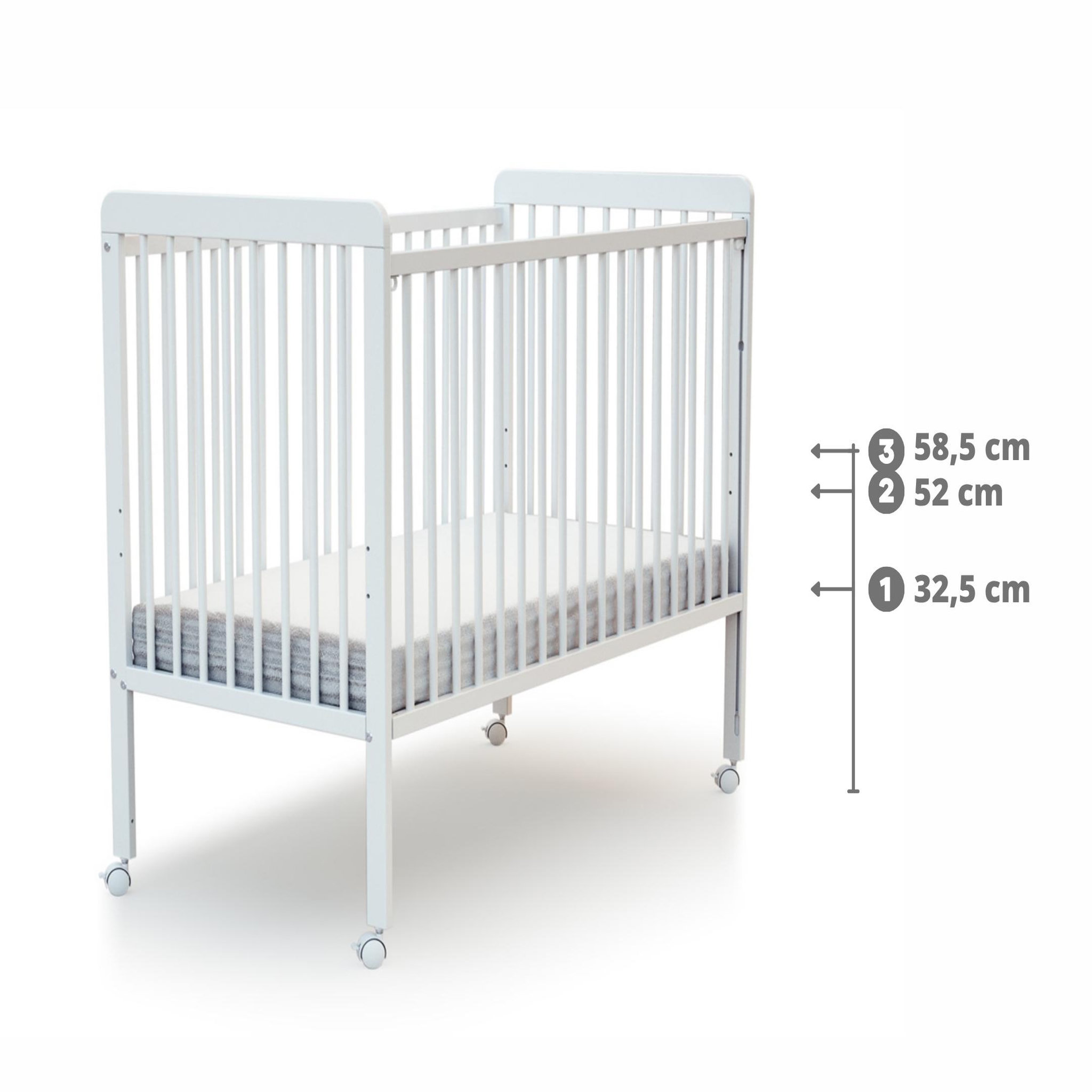 Voir la diapositive 6 : WEBABY Lit bébé coulissant en bois LIVO 60 x 120 cm