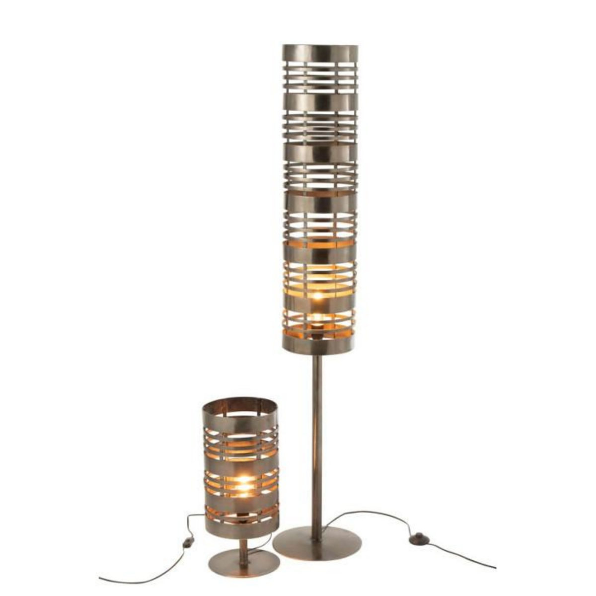 Paris Prix Lampe à Poser Cercle Métal  Pamela  51cm Gris