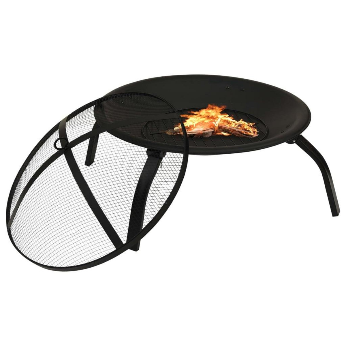 VIDAXL Foyer et barbecue avec tisonnier 2 en 1 56x56x49 cm Acier