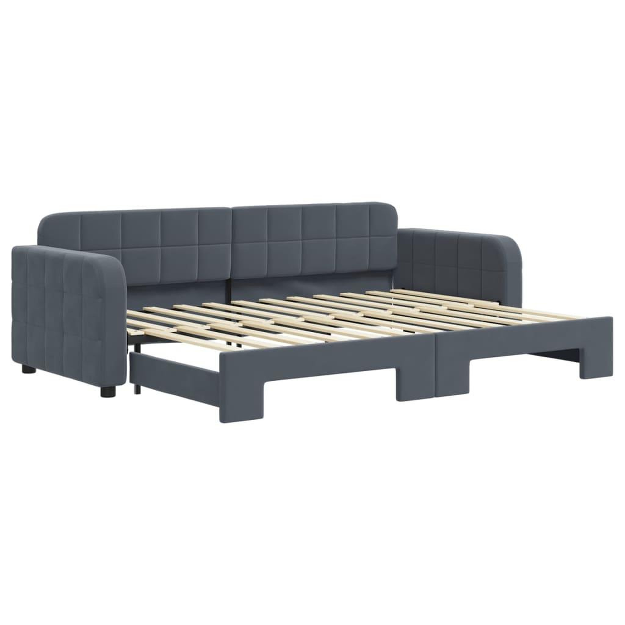 Voir la diapositive 2 : VIDAXL Lit de jour avec gigogne sans matelas gris fonce 80x200 cm