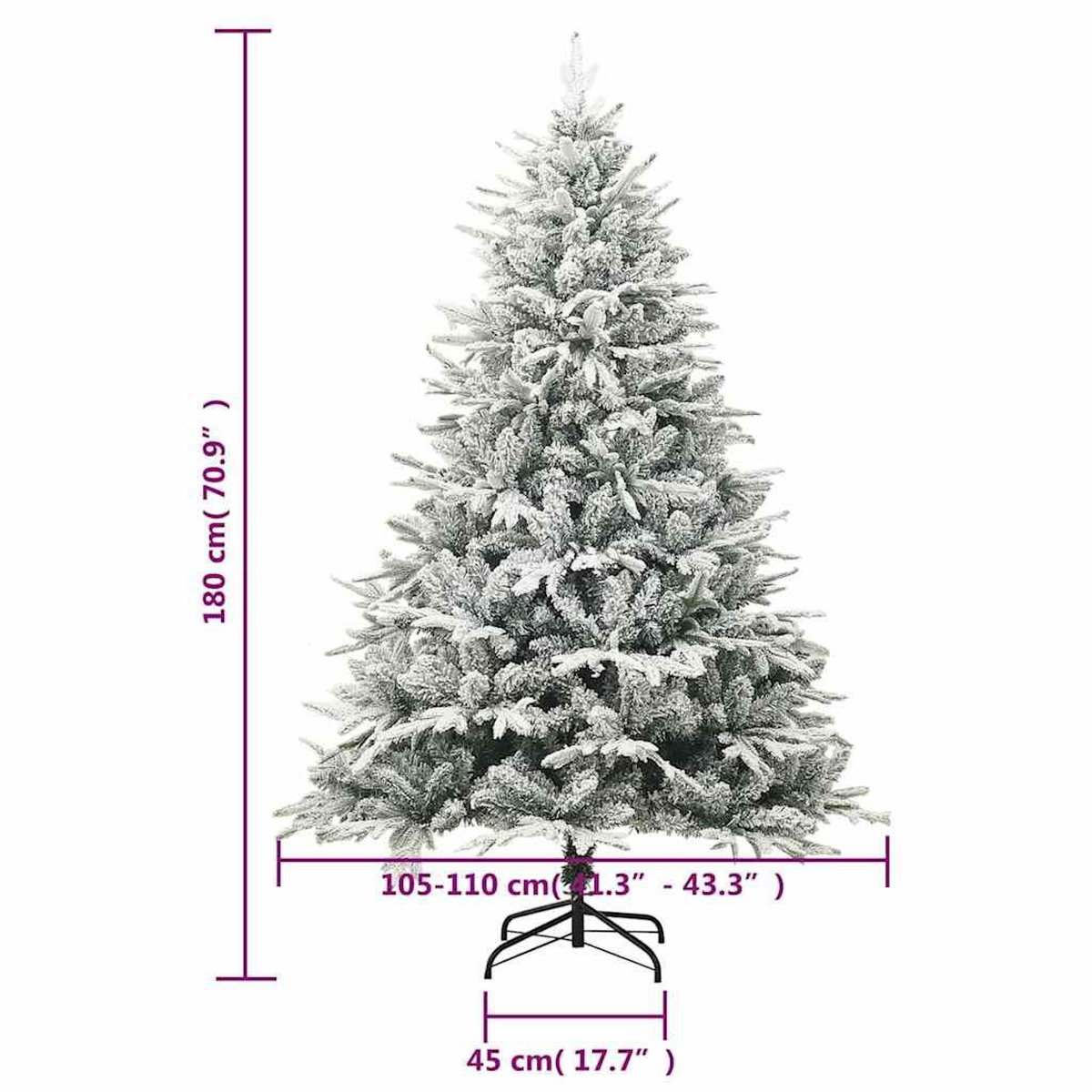 VIDAXL Sapin de Noël artificiel a flocons de neige Vert 180 cm PVC/PE