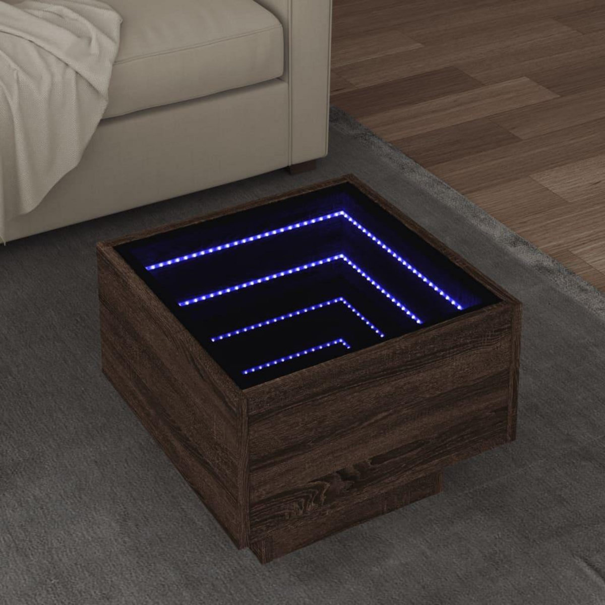 VIDAXL Table d'appoint et LED chene marron 40x40x30 cm bois ingenierie