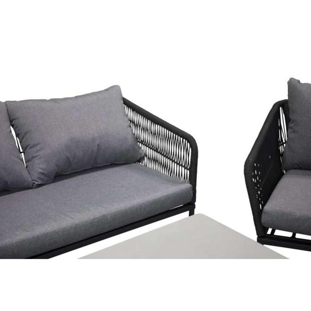 Paris Prix Salon de Jardin  Lindos  134cm Noir & Gris