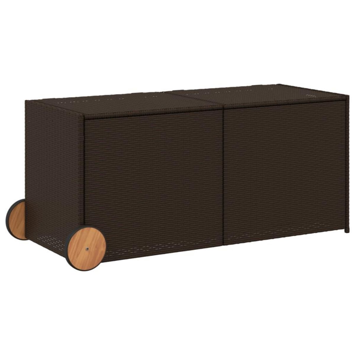 VIDAXL Boîte de rangement de jardin et roues marron 283L poly rotin