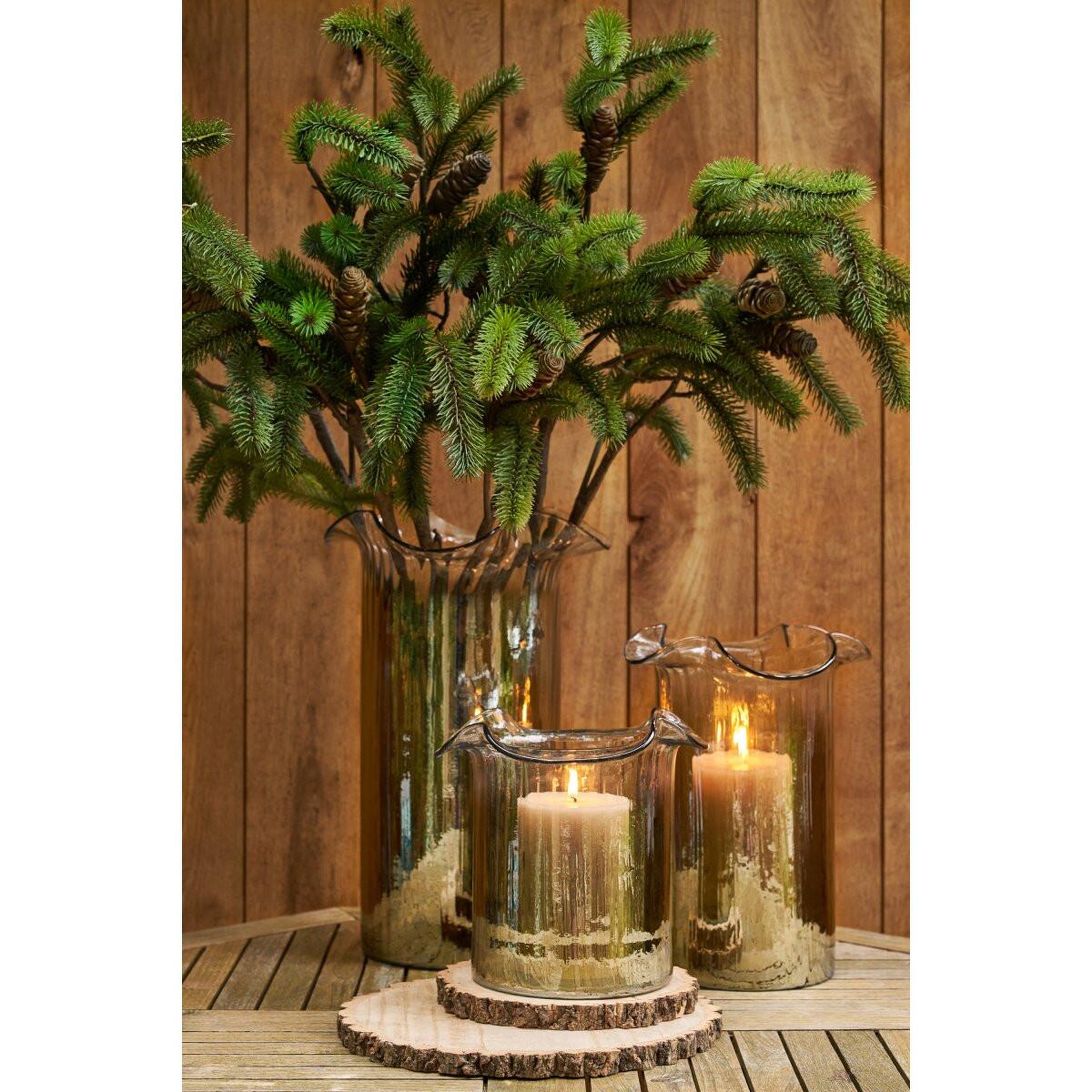 Voir la diapositive 3 : J-LINE Vase fumé en verre  doriane  23cm marron
