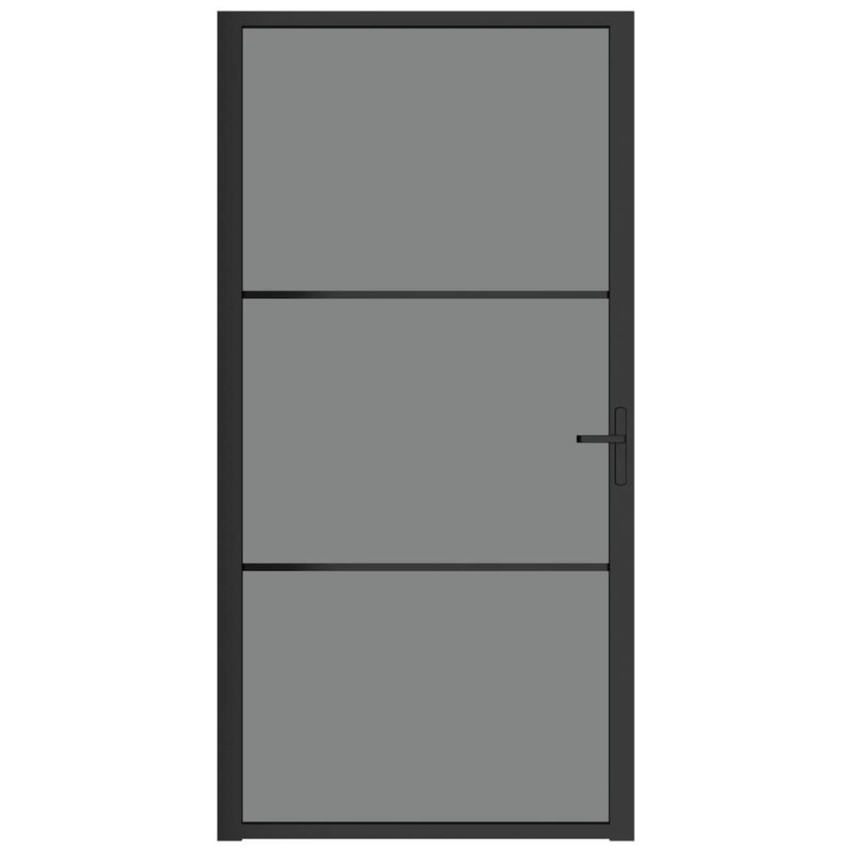 VIDAXL Porte interieure 102,5x201,5 cm Noir Verre ESG et aluminium