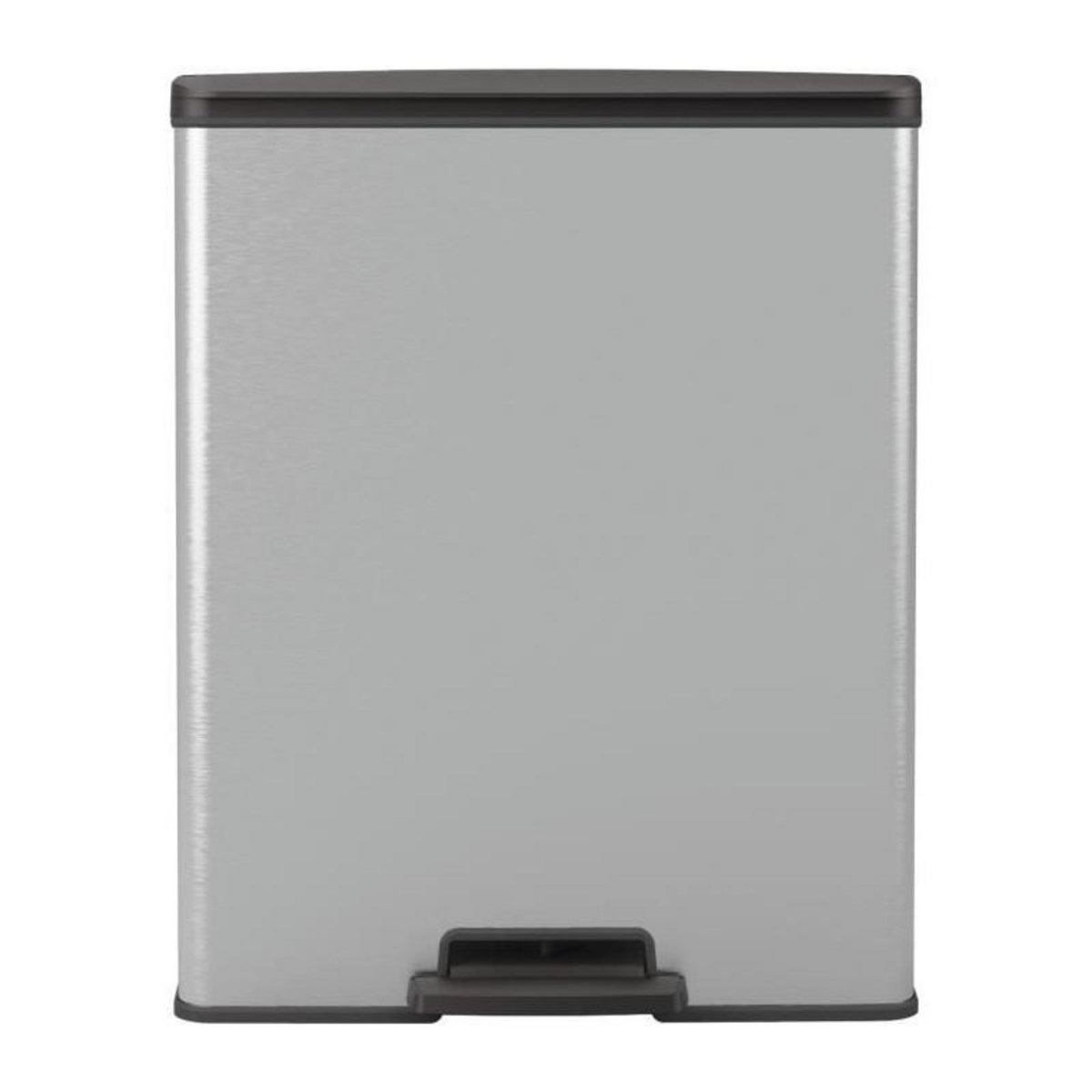 CURVER Poubelle Rectangle - DECO BIN - CURVER - 65L - Design moderne - 49 x 29 x 61 cm - Gris métallisé