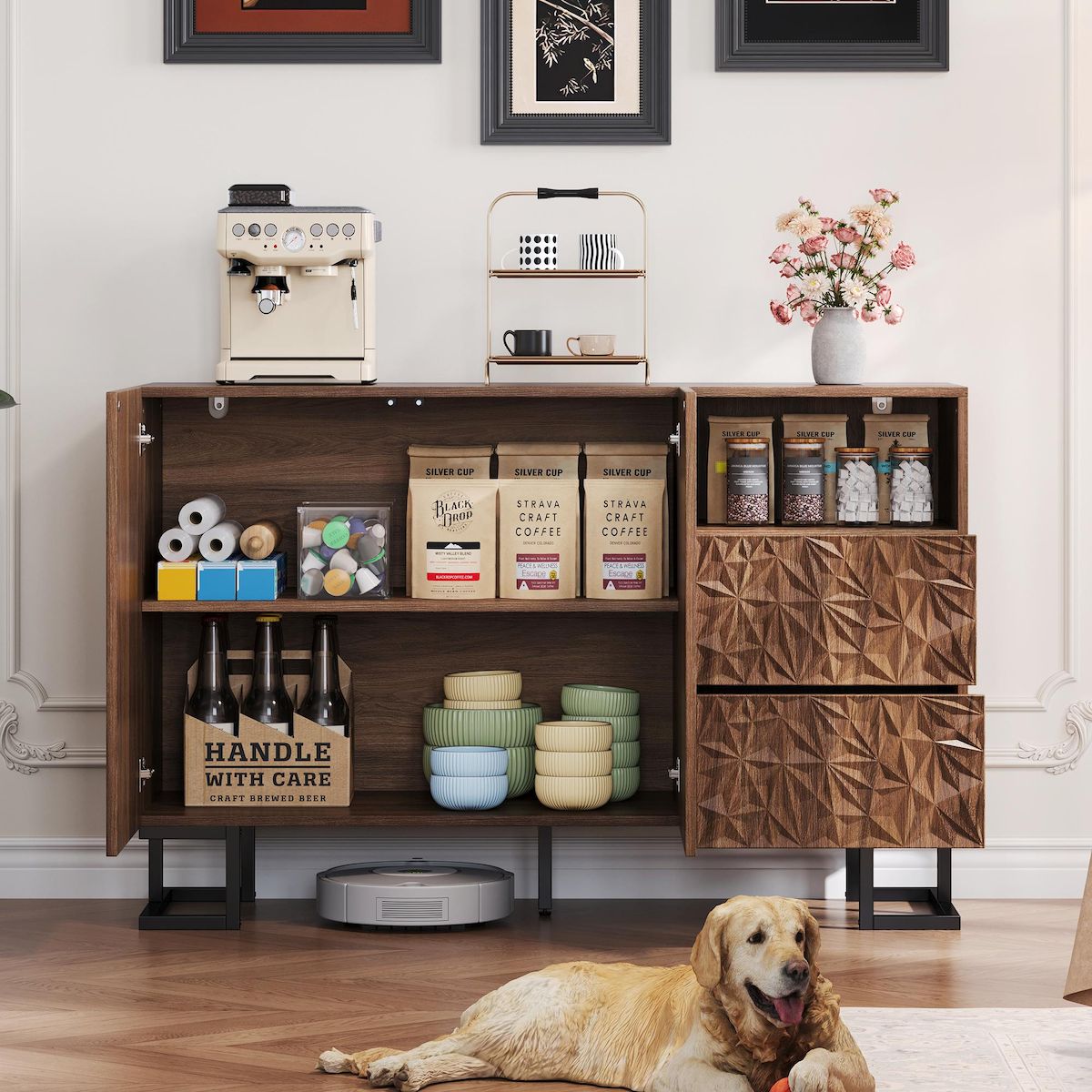 MERAX Buffet 2 porte(s) 2 tiroir(s) - 120 cm marron mdf