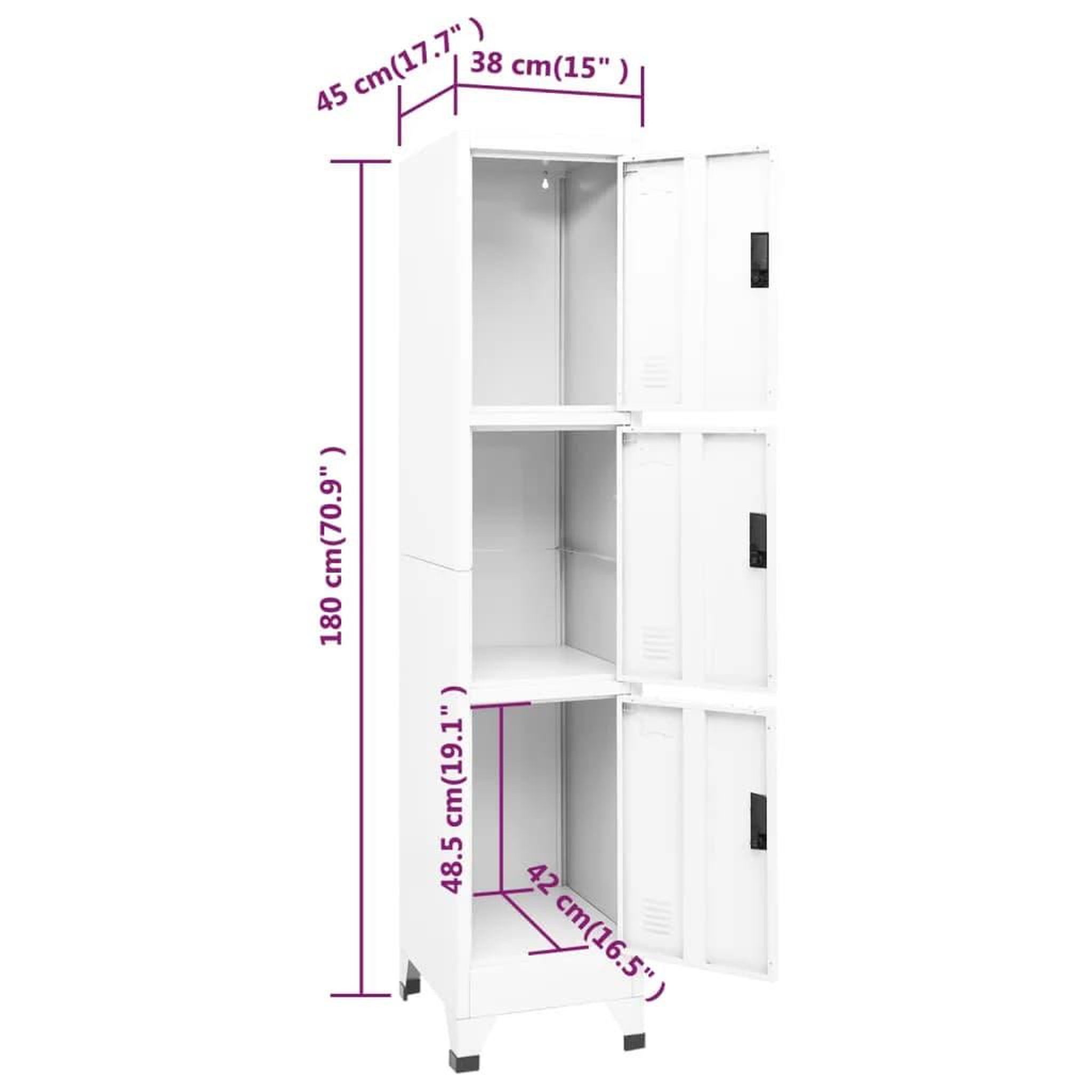 Voir la diapositive 6 : VIDAXL Armoire a casiers Blanc 38x45x180 cm Acier