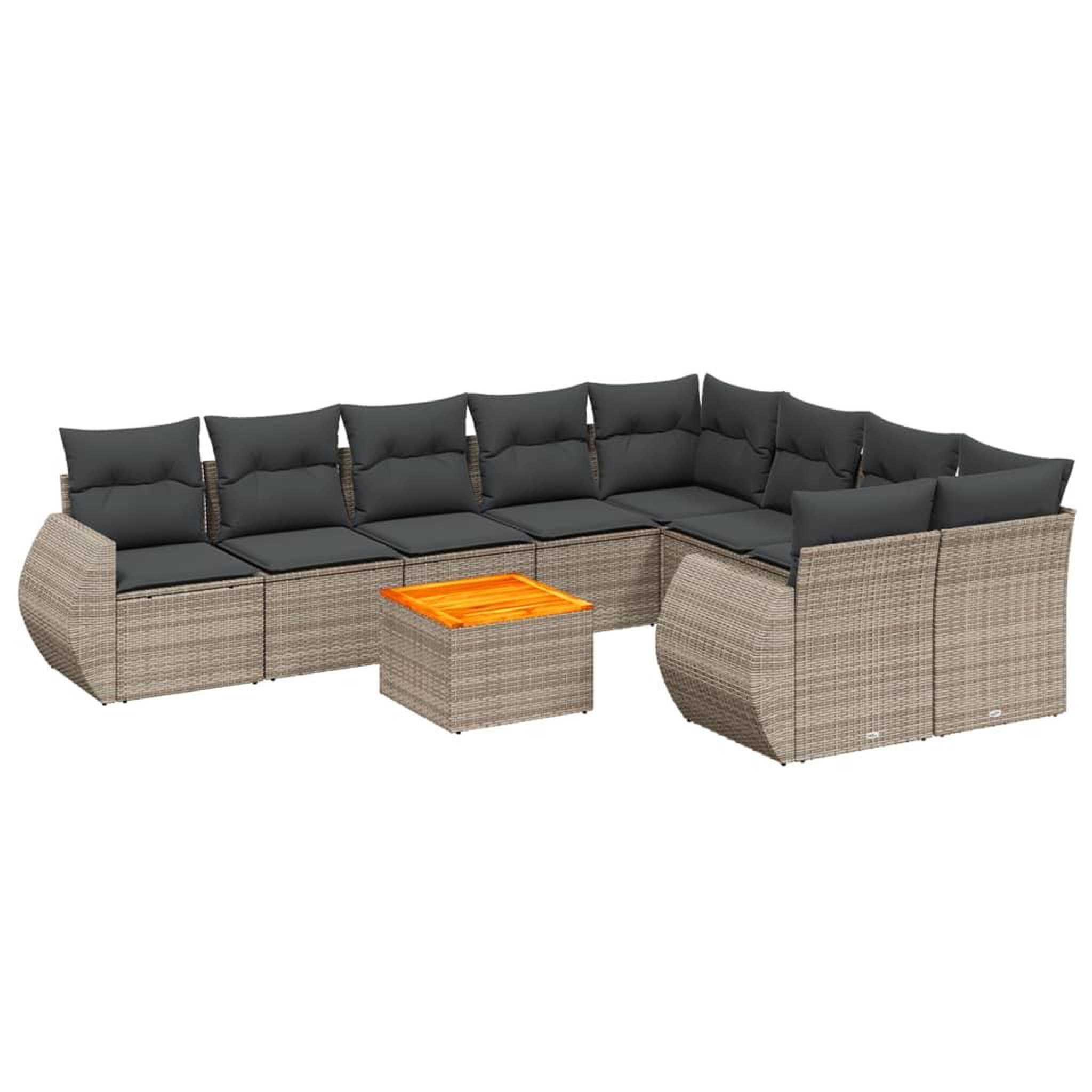 Voir la diapositive 2 : VIDAXL Salon de jardin avec coussins 10 pcs gris resine tressee