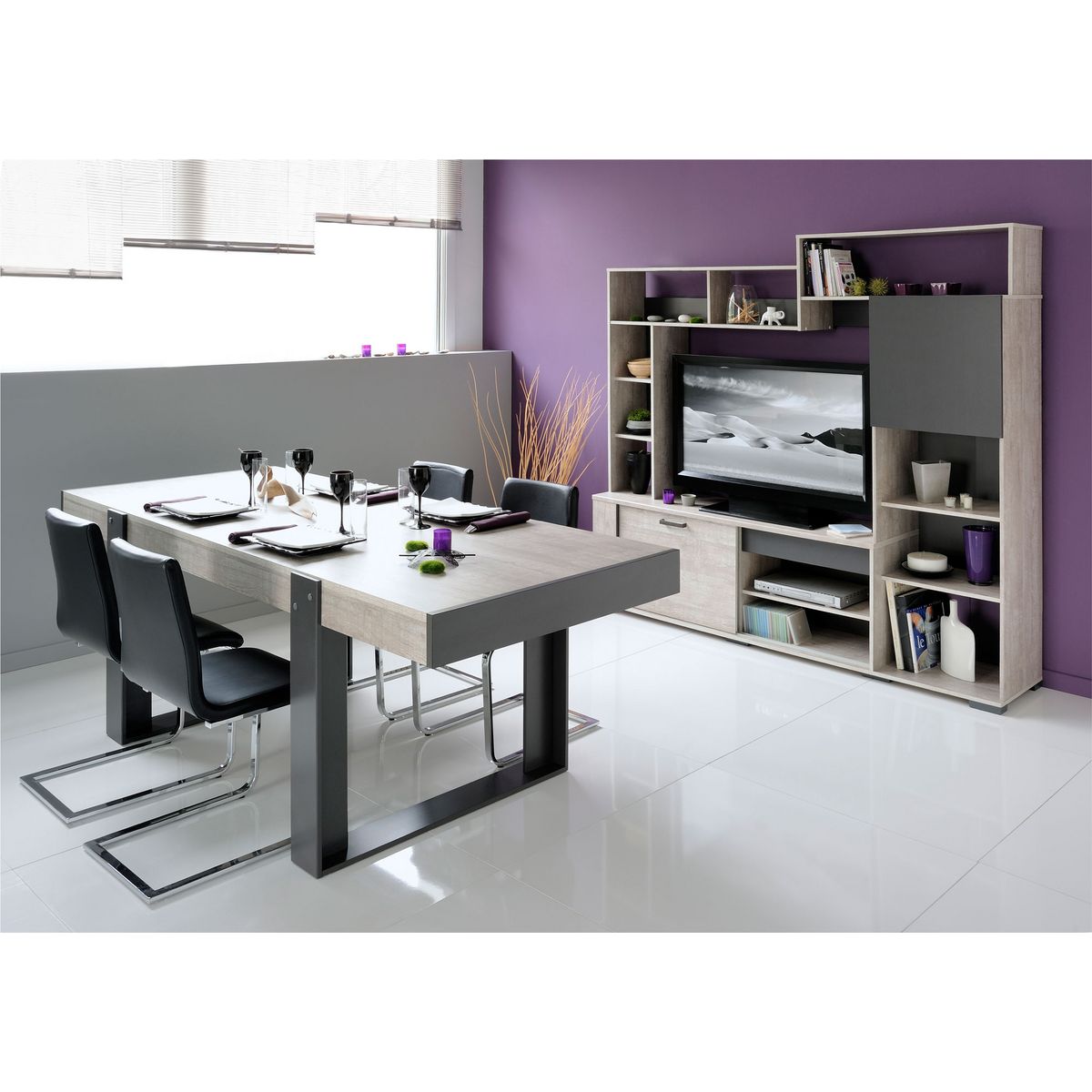 Table de séjour fixe style industriel L224cm TRAVEL 