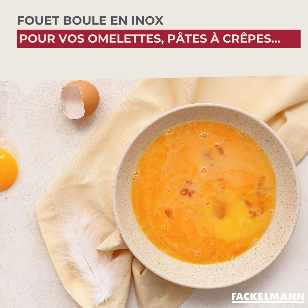 Fackelmann Fouet de cuisine et pâtisserie en inox avec bille 26,5 cm Fackelmann Ovale Limited Edition