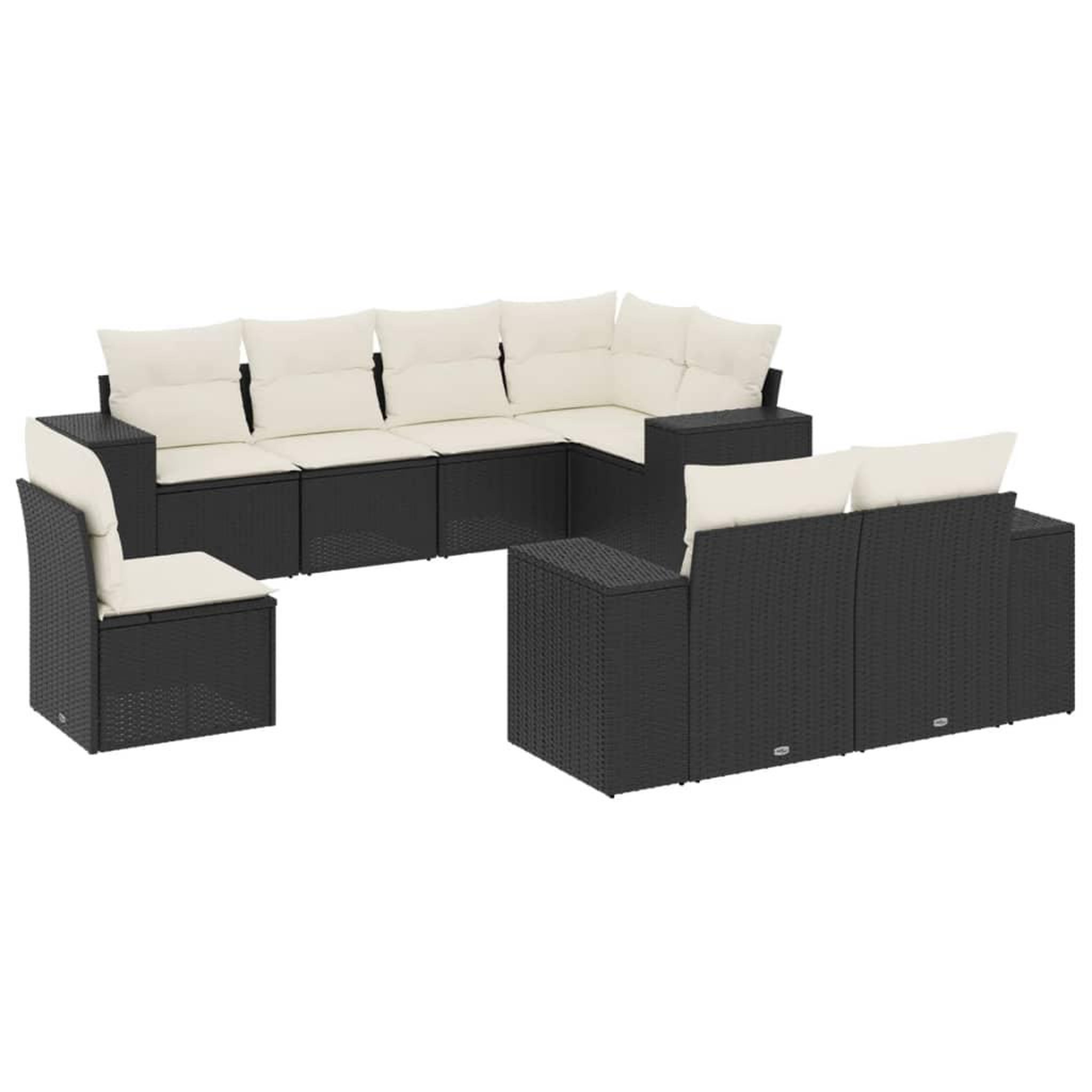 Voir la diapositive 2 : VIDAXL Salon de jardin 8 pcs avec coussins noir resine tressee