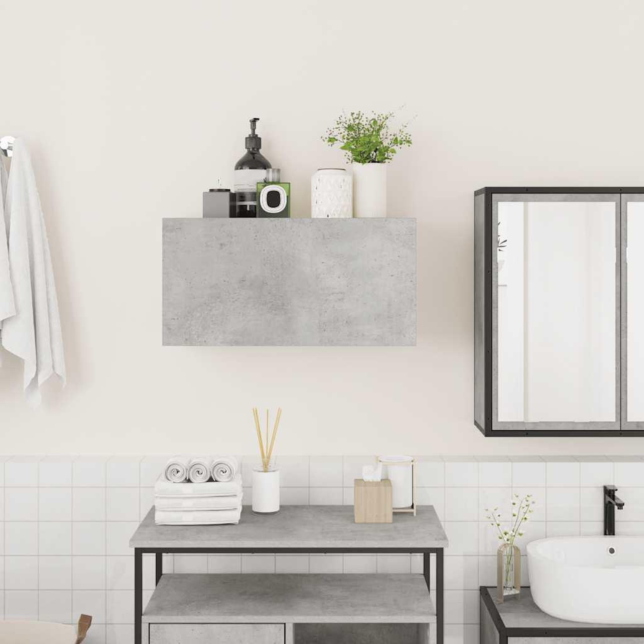 Voir la diapositive 3 : VIDAXL Armoire murale de bain gris beton 60x25x30 cm bois d'ingenierie