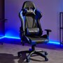 IDIMEX Chaise de bureau GAMING fauteuil ergonomique avec coussins, siège style racing racer gamer chair, revêtement synthétique noir/bleu