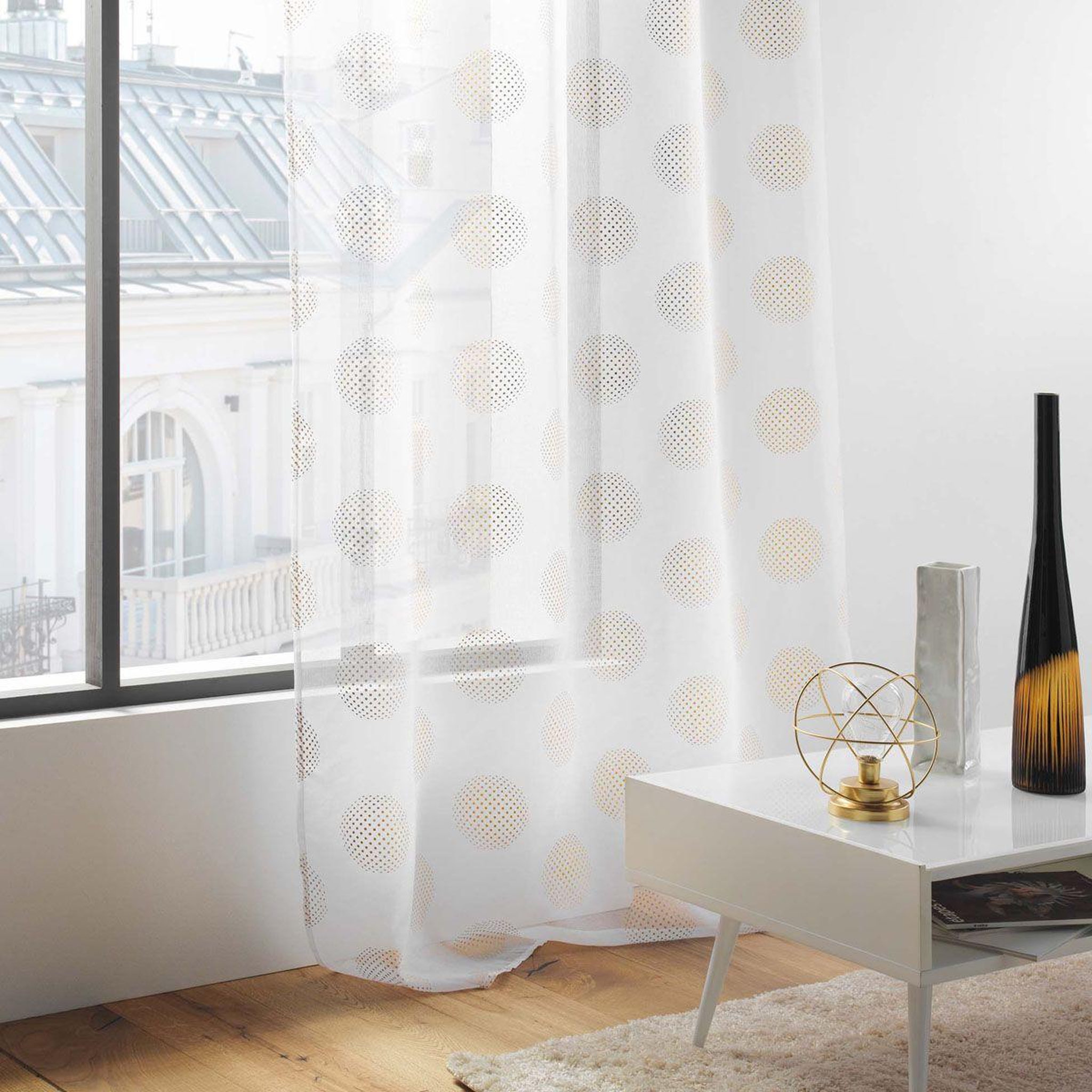 Voir la diapositive 4 : Douceur d'Intérieur Rideau voilage à œillets  sixtine  140x240cm or