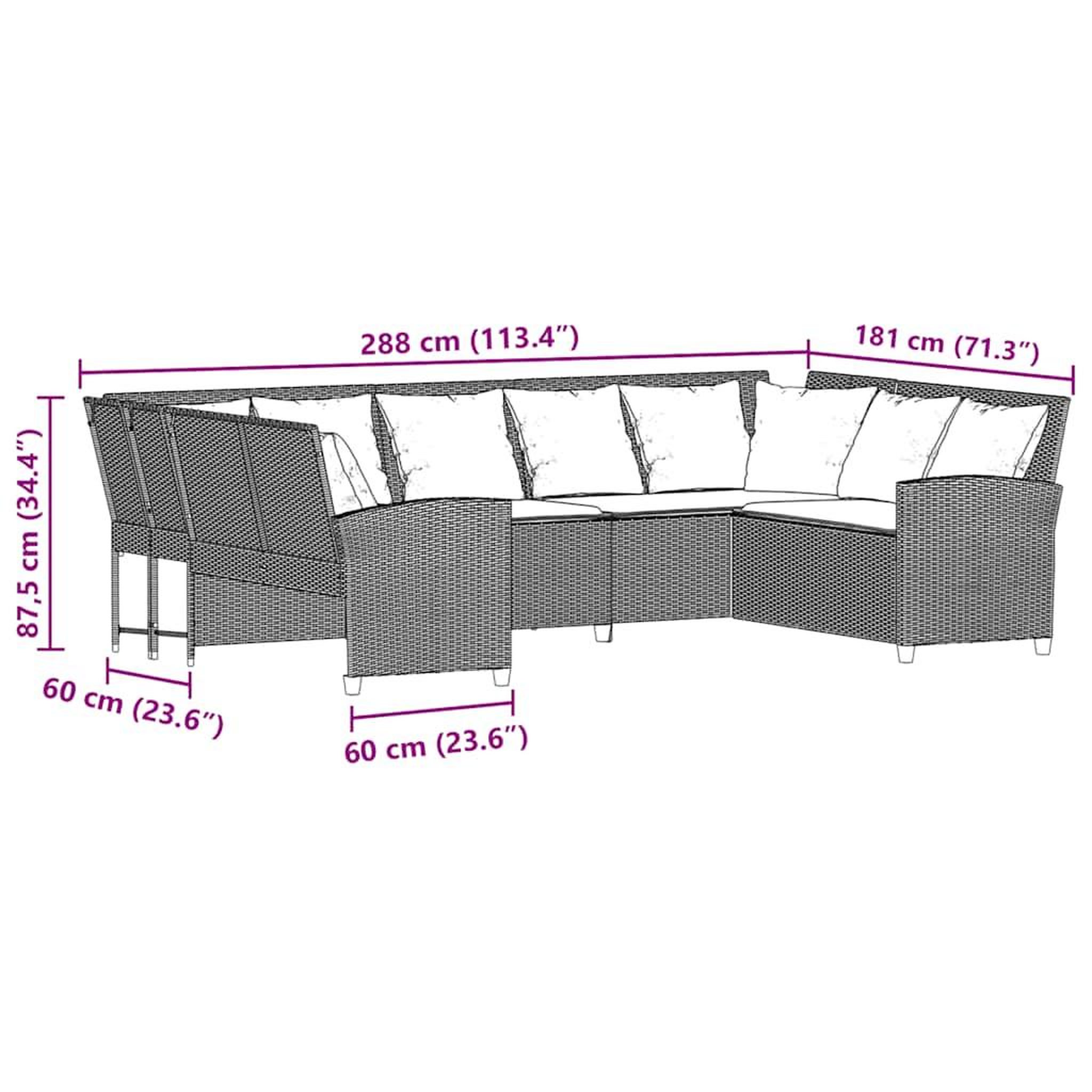 Voir la diapositive 6 : VIDAXL Canape de jardin avec coussins marron resine tressee
