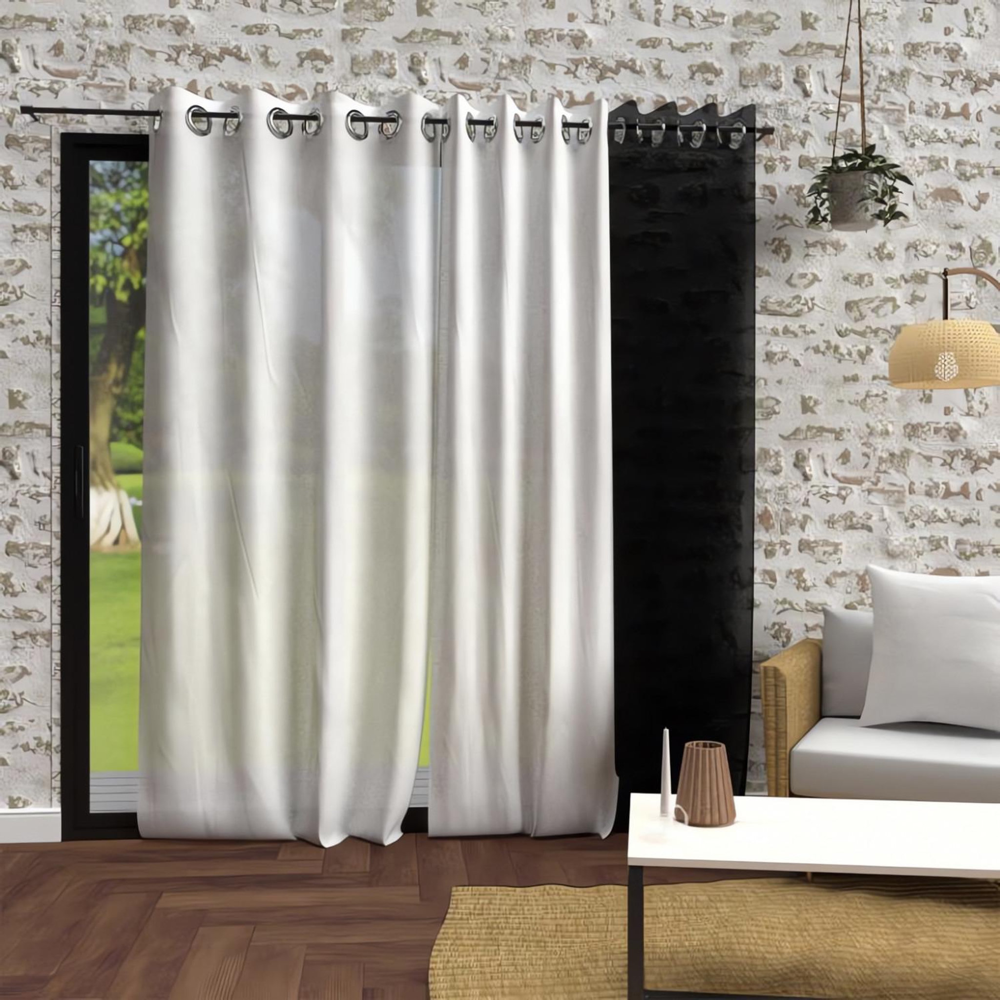 Voir la diapositive 2 : SOLEIL D'OCRE Voile à oeillets effet froissé 135x250 cm BOHEME, par Soleil d'Ocre