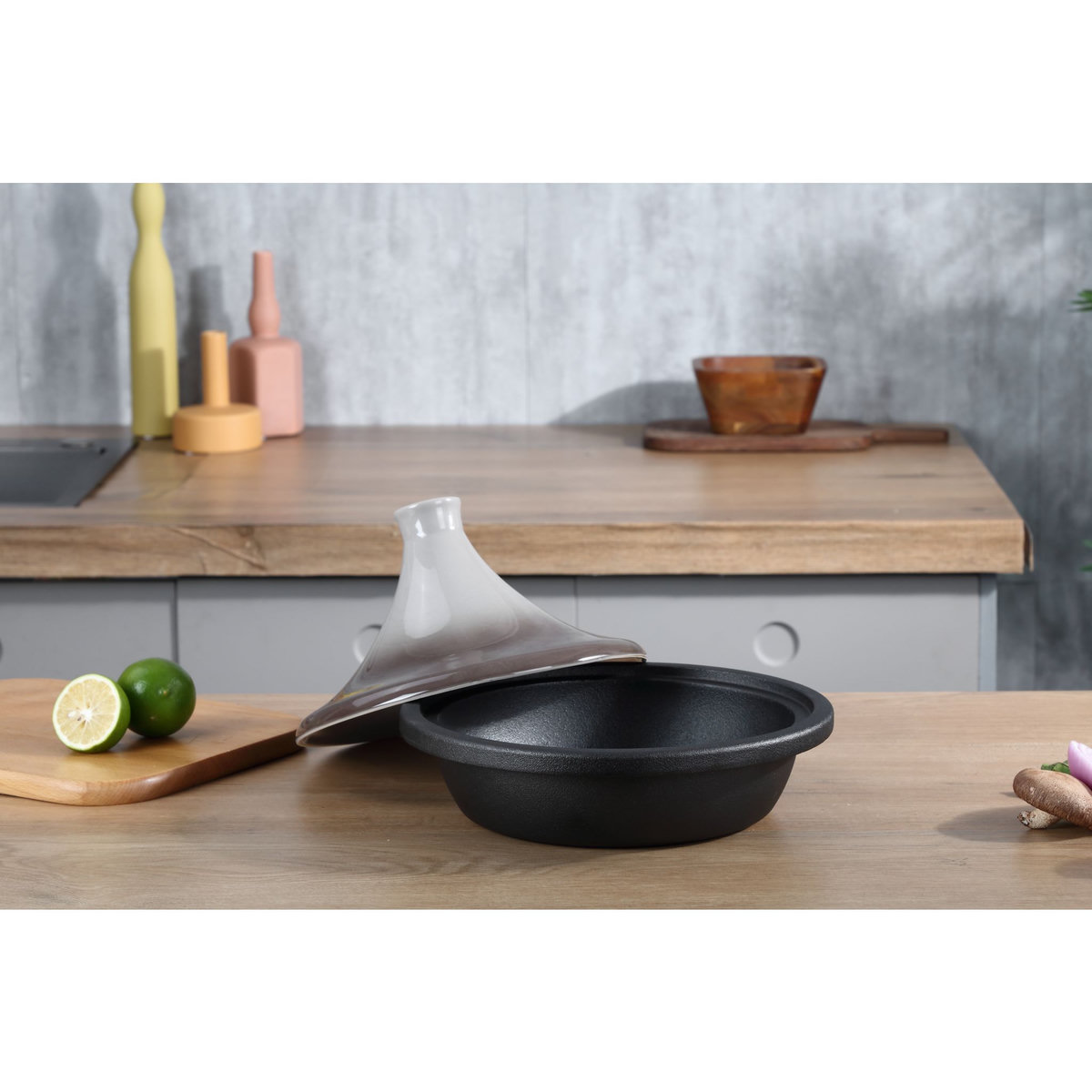 NAPOLEON Tajine noire en fonte et céramique noir et marron