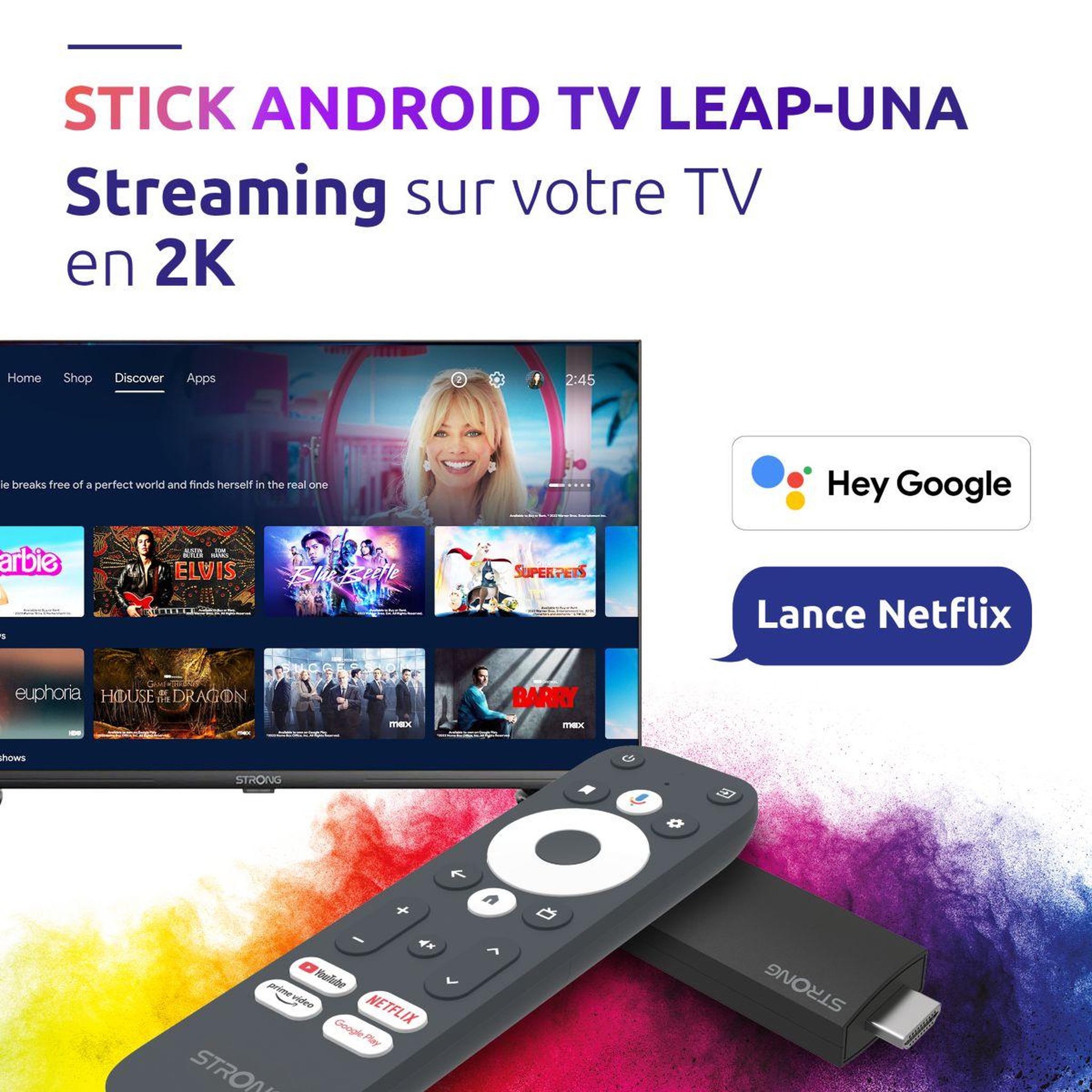 Voir la diapositive 2 : Strong Passerelle multimédia LEAP-UNA Stick Android TV FHD Chromecast