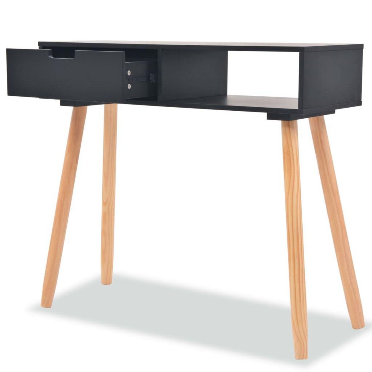 VIDAXL Table console Bois de pin massif 80 x 30 x 72 cm Noir