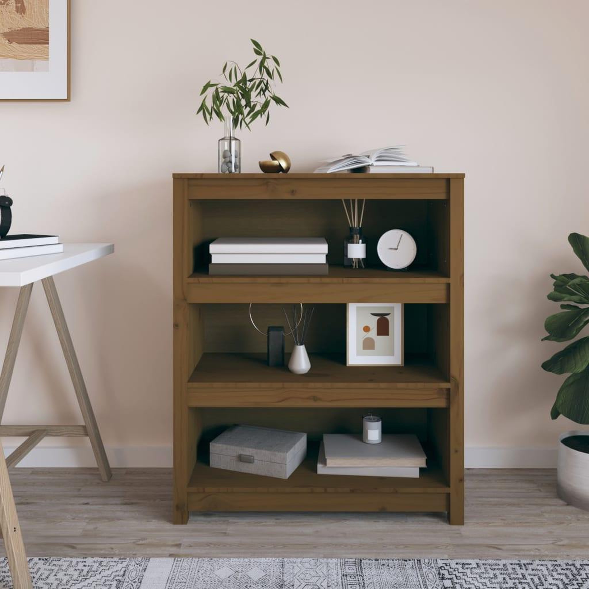 Voir la diapositive 1 : VIDAXL Bibliotheque Marron miel 80x35x97 cm Bois de pin massif