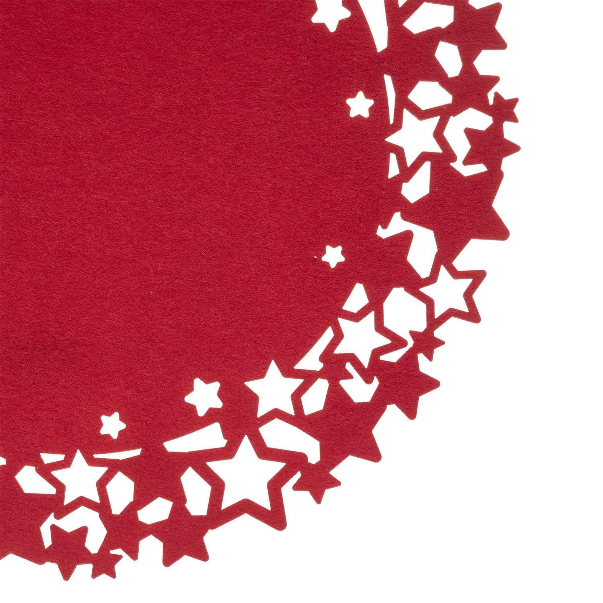 Voir la diapositive 2 : TOILINUX Lot de 6 sets de table de noël rond motifs étoiles en feutrine diam. 38 cm - rouge