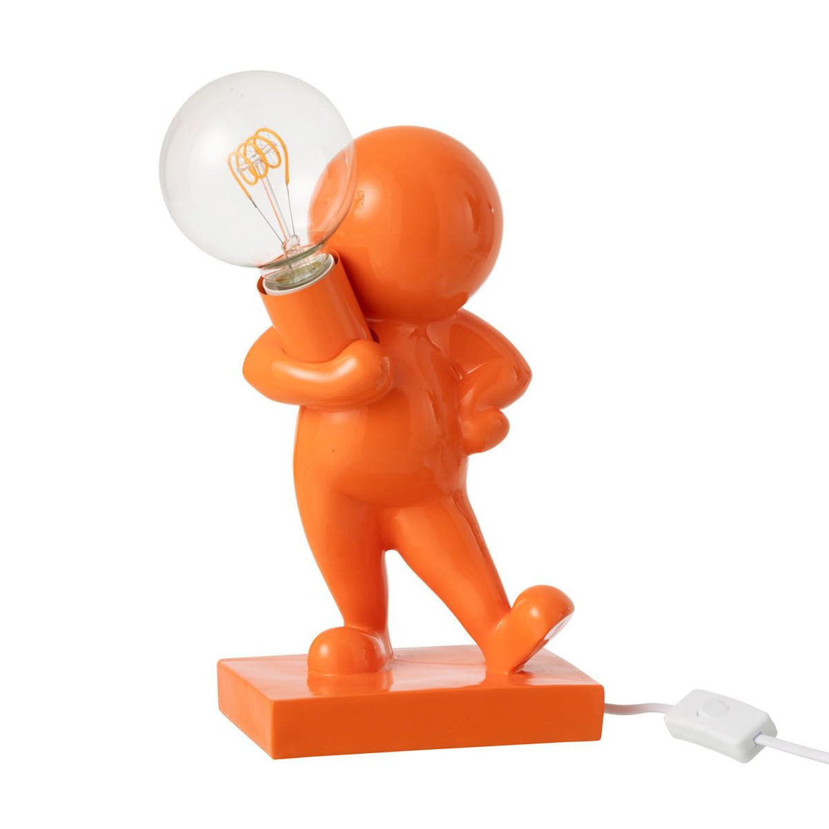 Paris Prix Lampe à Poser en Résine  Marcel  30cm Orange Foncé