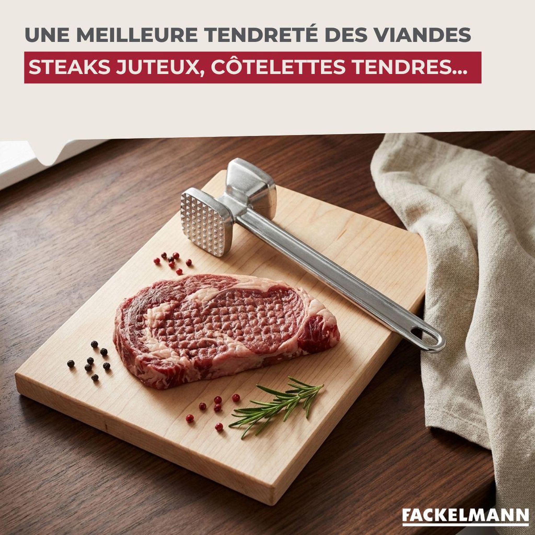 Voir la diapositive 4 : Fackelmann Attendrisseur à viande en aluminium 22 cm Fackelmann Basic